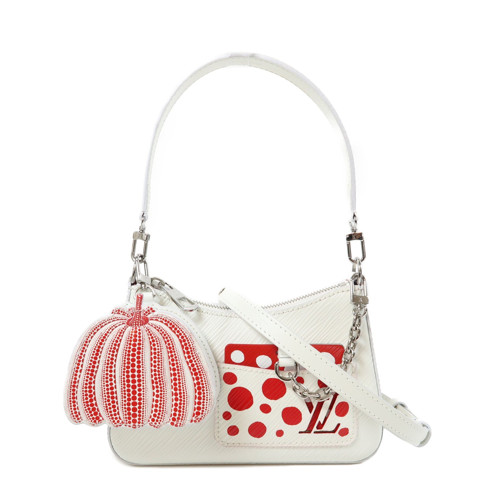 LOUIS VUITTON Epi皮革LV X YK Marellini銀扣手挽肩背兩用袋白色/紅色