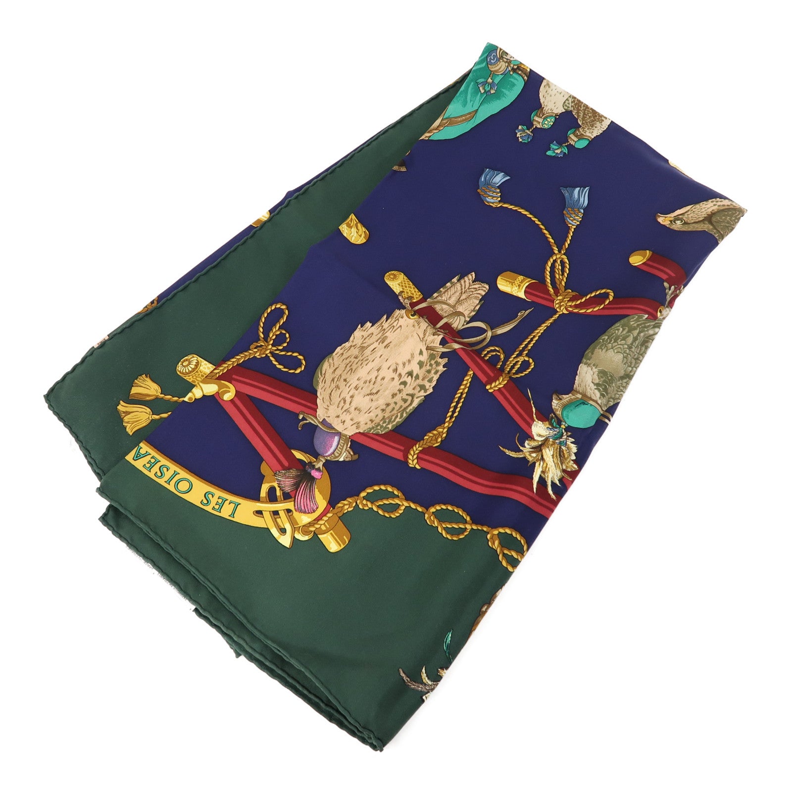 HERMES 絲質Scarf 90x90絲巾綠色/藍色