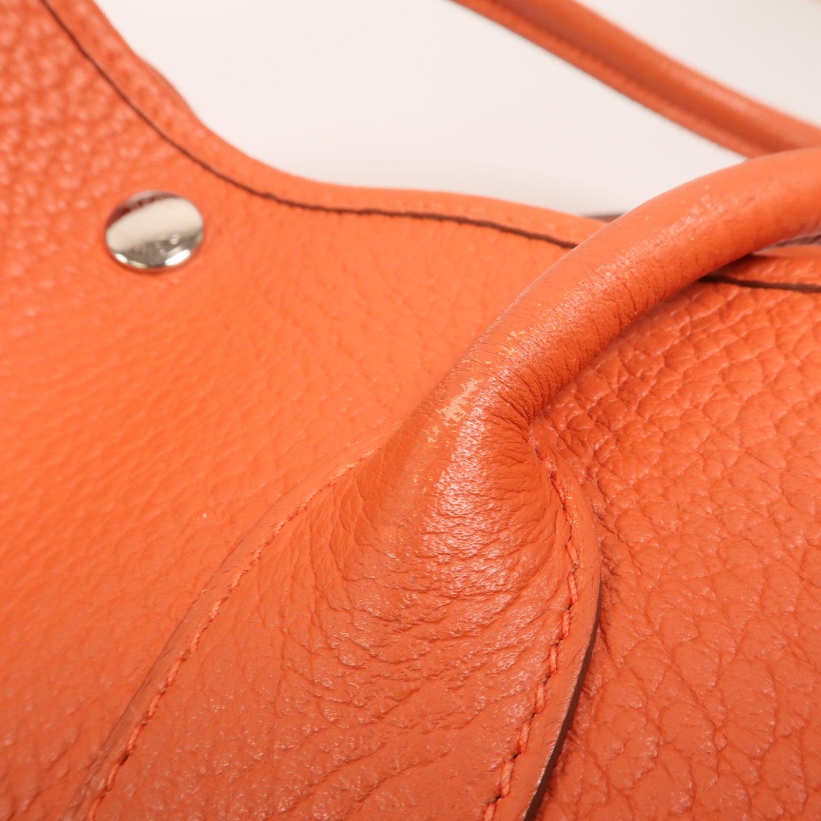 HERMES Negonda皮革Garden Party PM銀扣手挽袋Orange