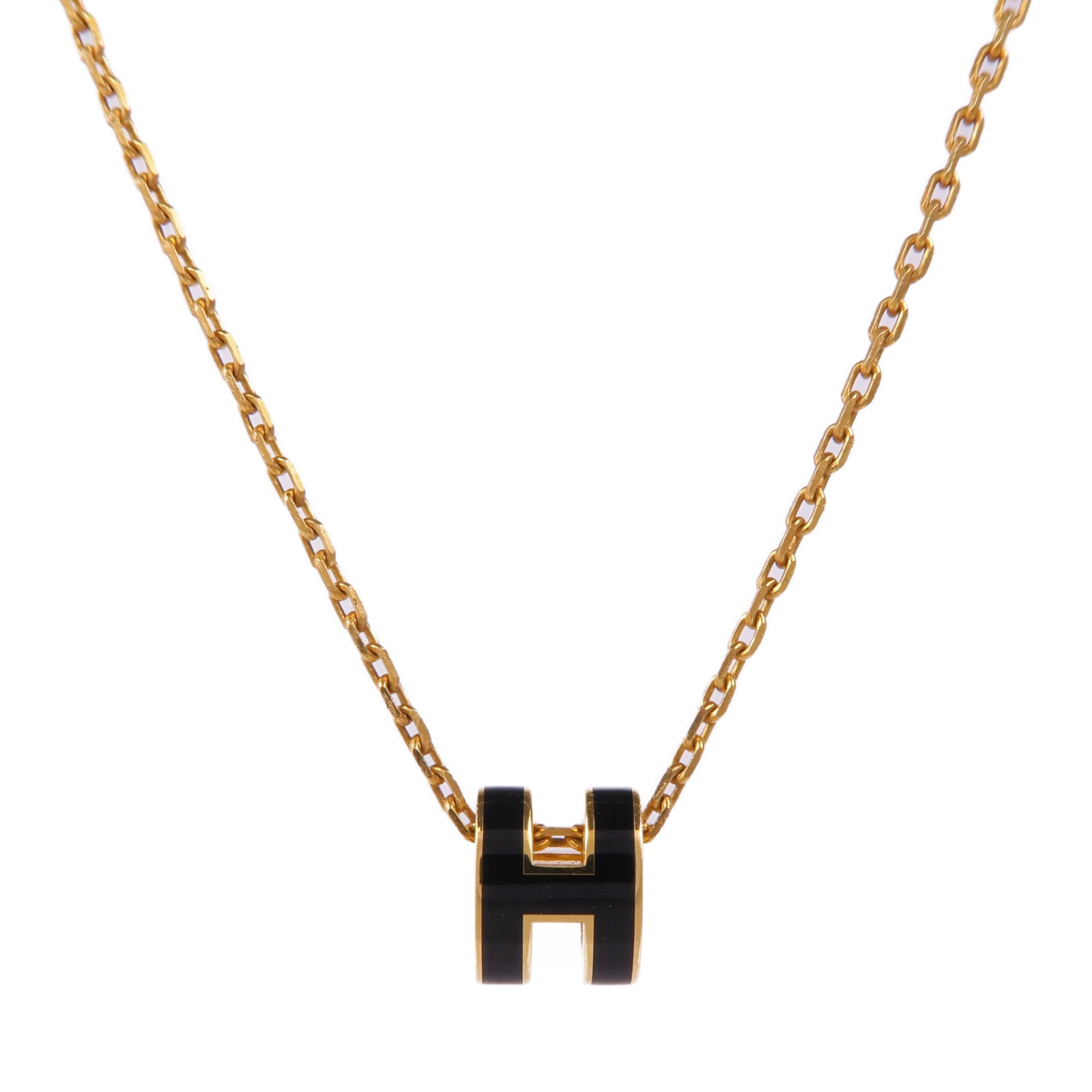 HERMES 金屬Mini Pop H Necklace項鍊Noir