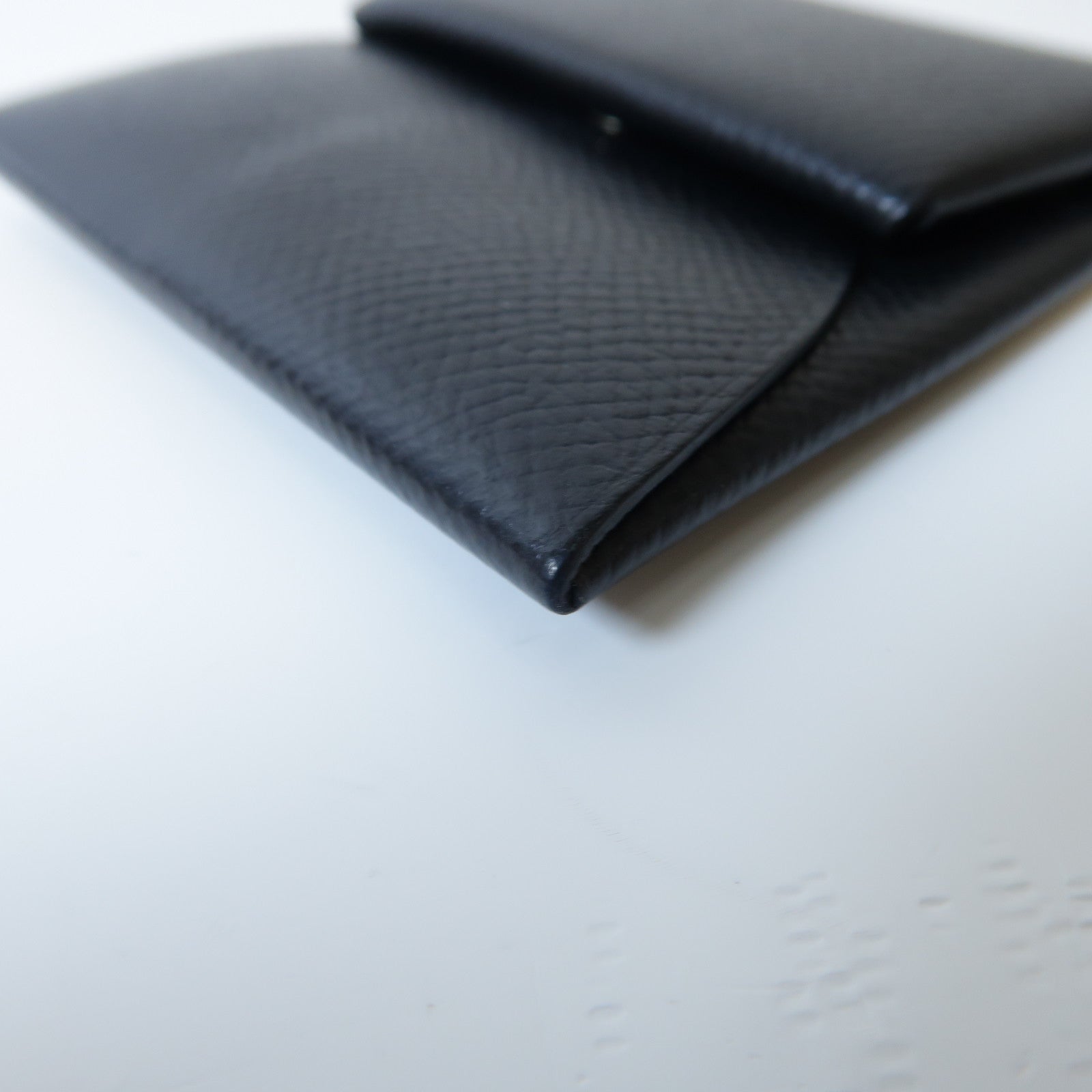 HERMES 皮革Bastia銀扣零錢包黑色