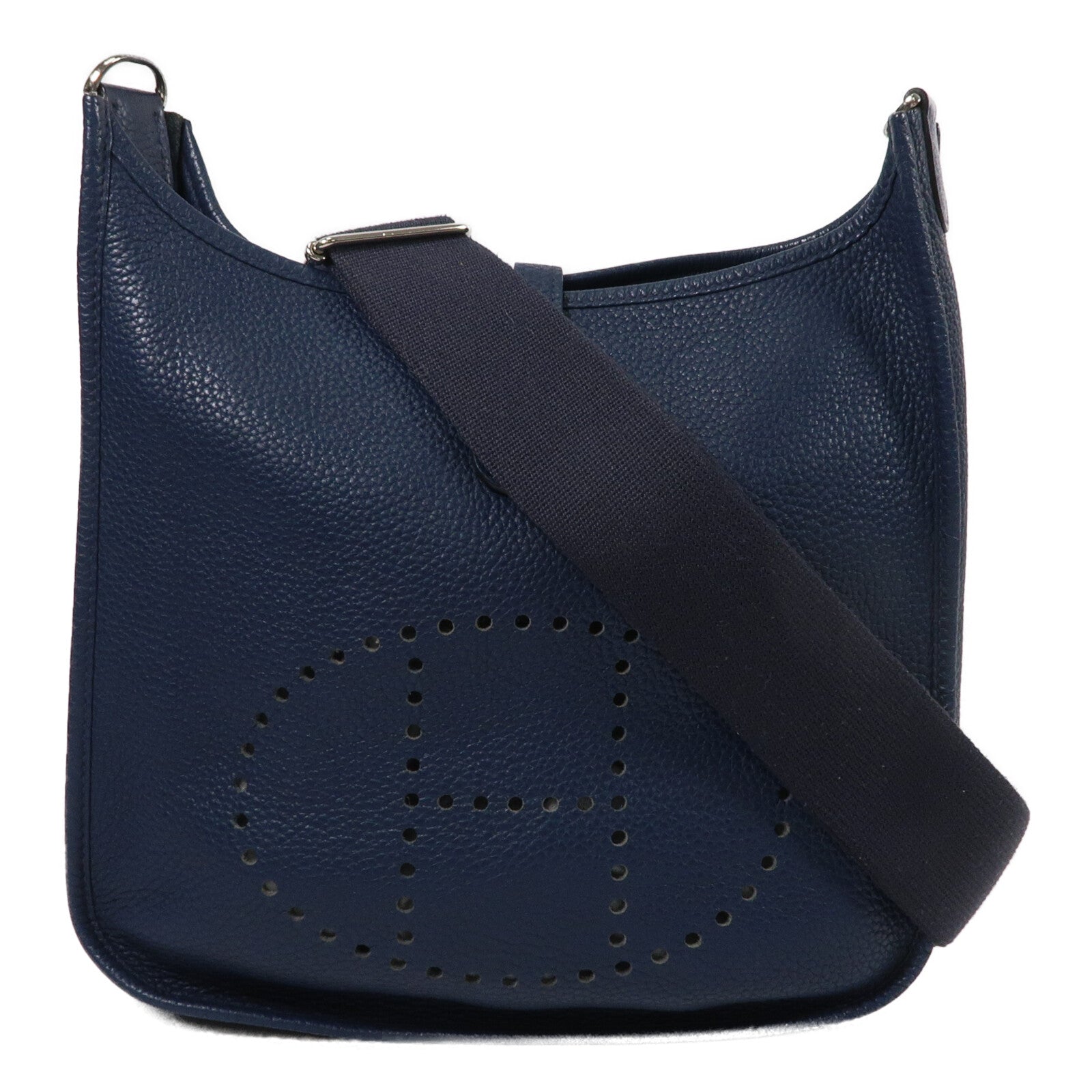 HERMES Clemence皮革Evelyne PM肩背袋Blue Indigo