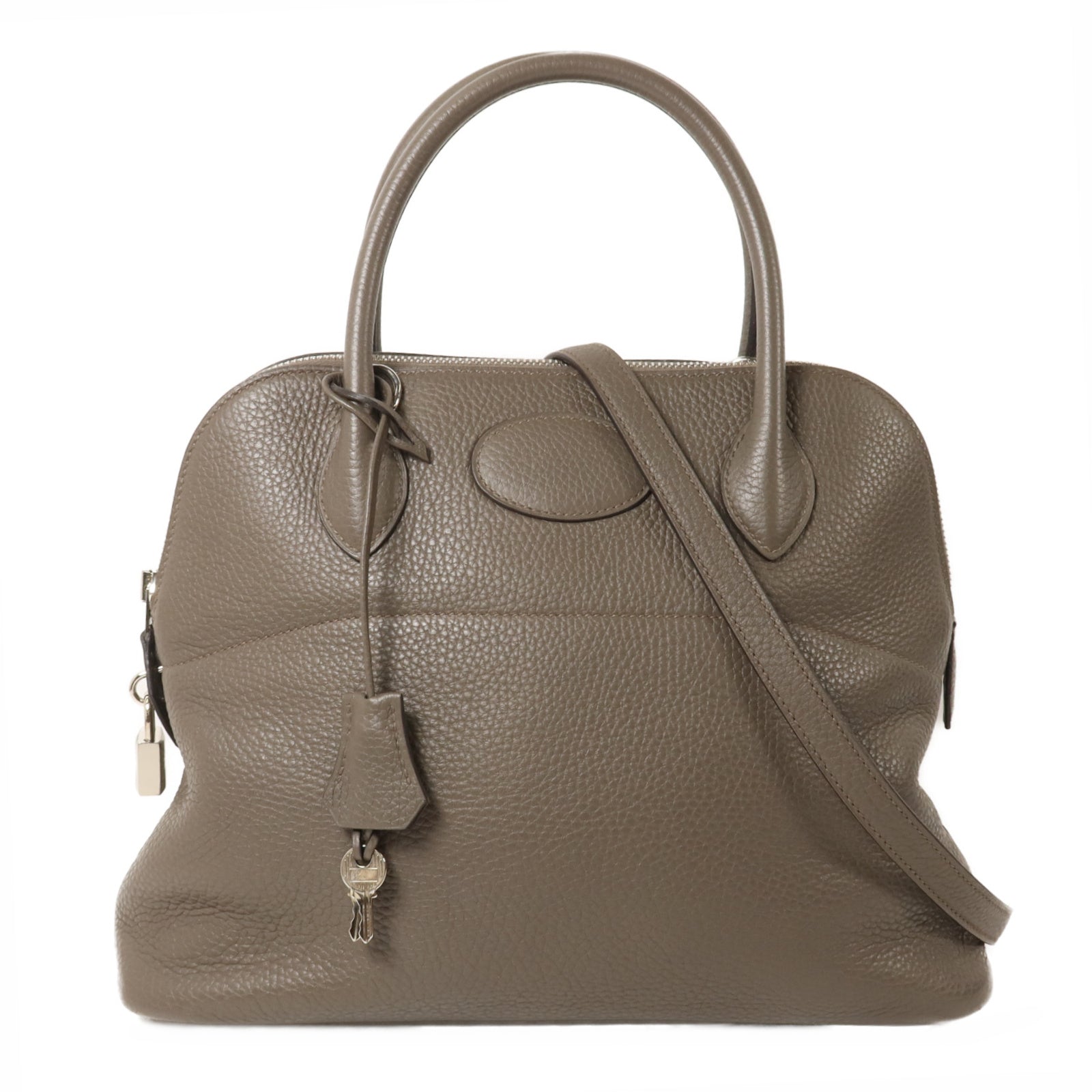 HERMES Clemence皮革Bolide 31手挽袋Etain