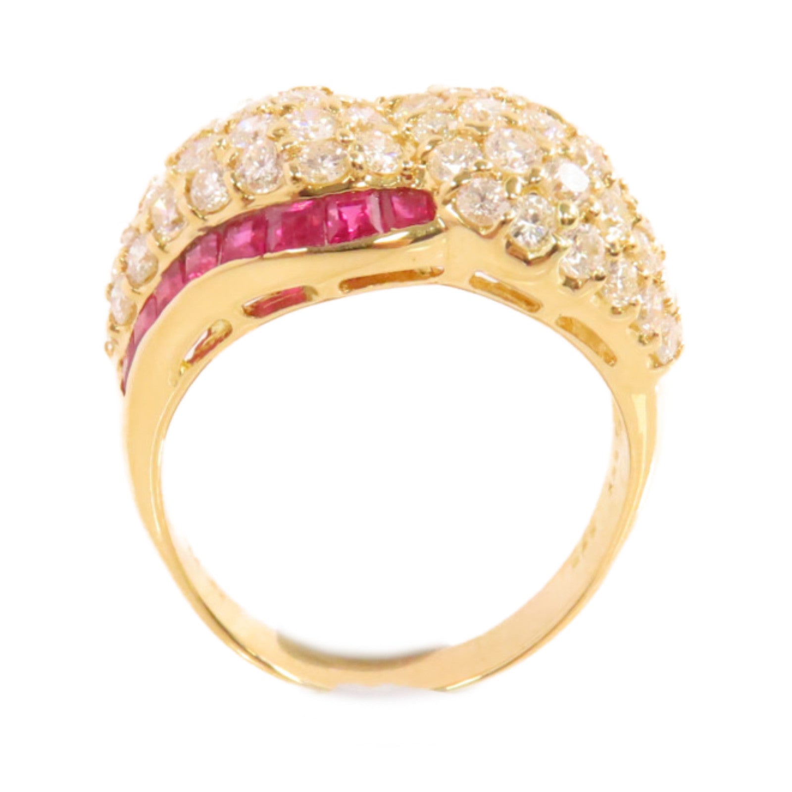 JEWELRY 18K黃金/1.25ct紅寶石/2.45ct鑚石Ruby Diamond Ring戒指US#9