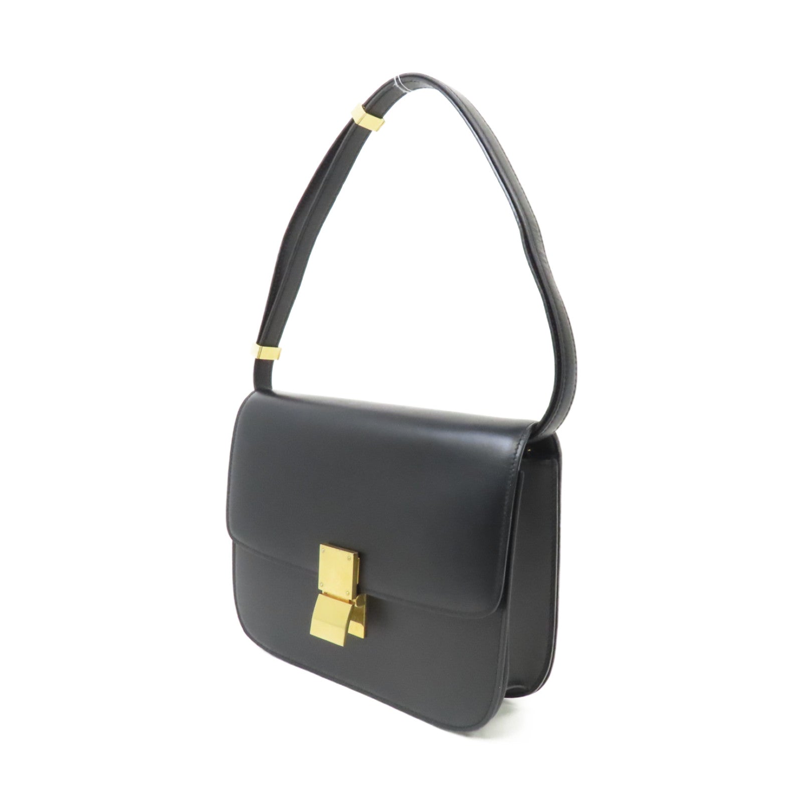 CELINE 牛皮皮革Shoulder Bag金扣肩背袋黑色
