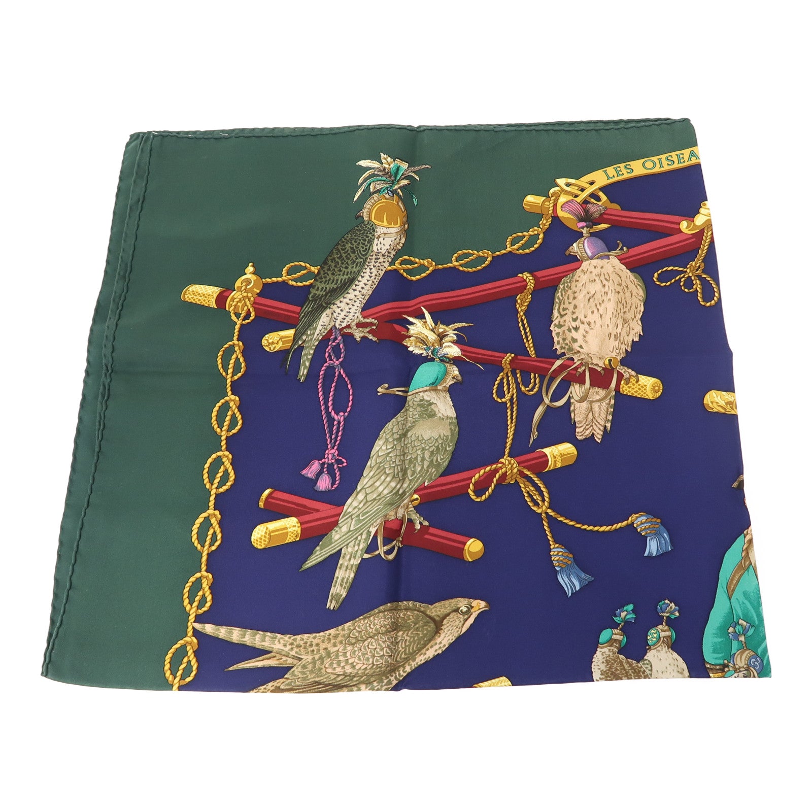 HERMES 絲質Scarf 90x90絲巾綠色/藍色