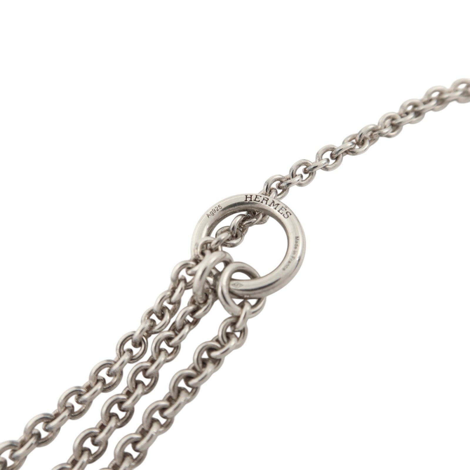 HERMES 925純銀Parade Long Necklace銀扣項鏈