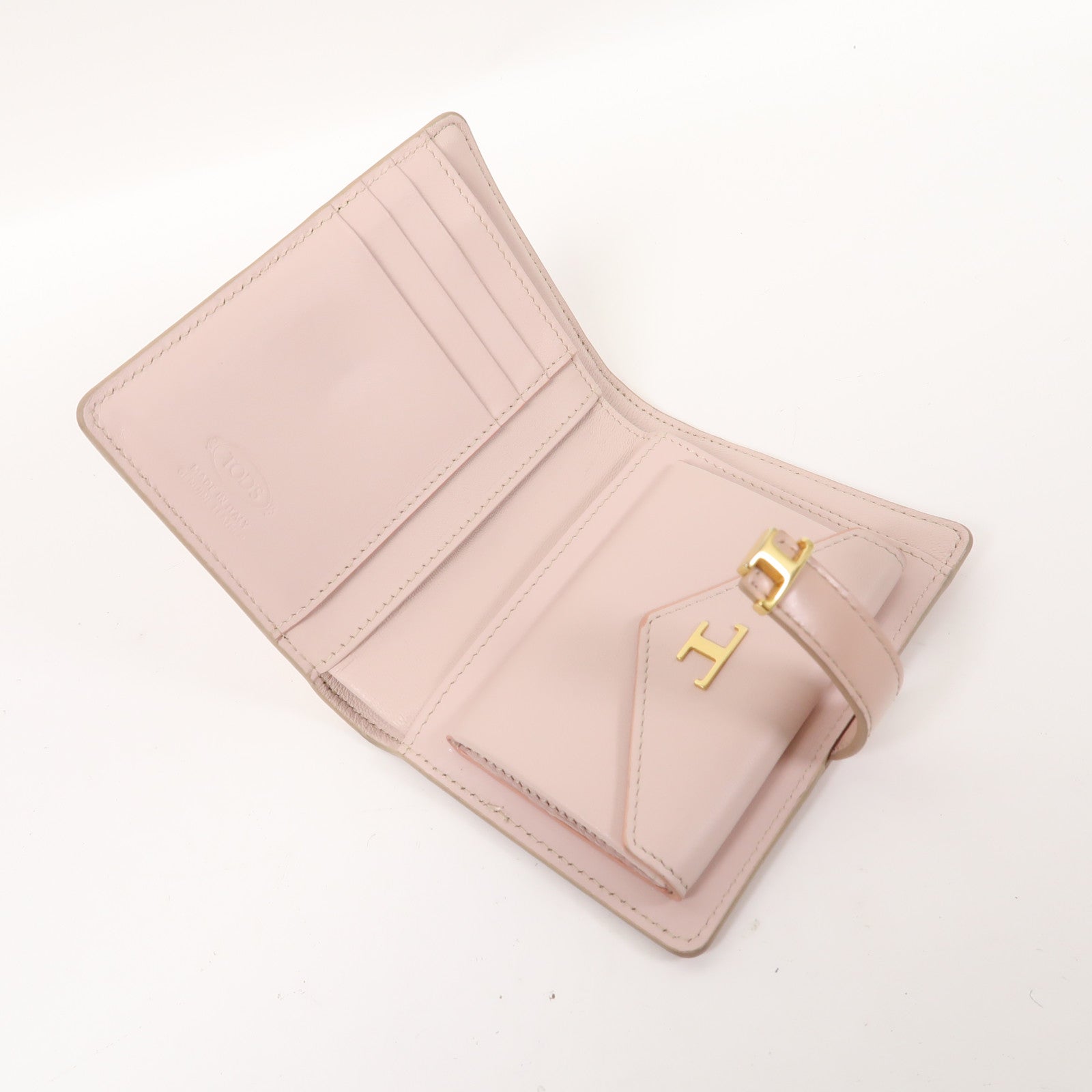 TOD'S 【激減優惠】牛皮皮革Wallet金扣錢包粉紅色
