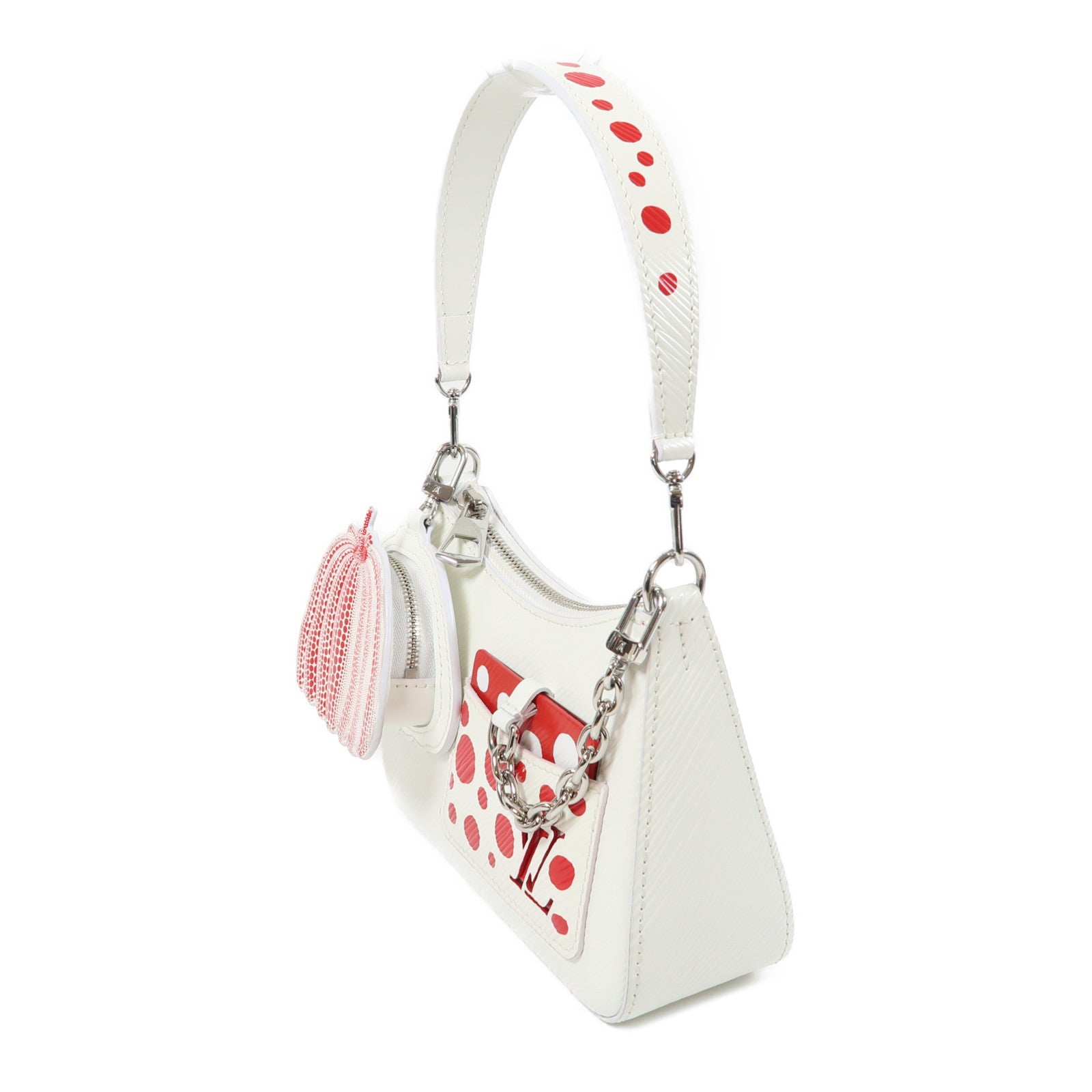 LOUIS VUITTON Epi皮革LV X YK Marellini銀扣手挽肩背兩用袋白色/紅色