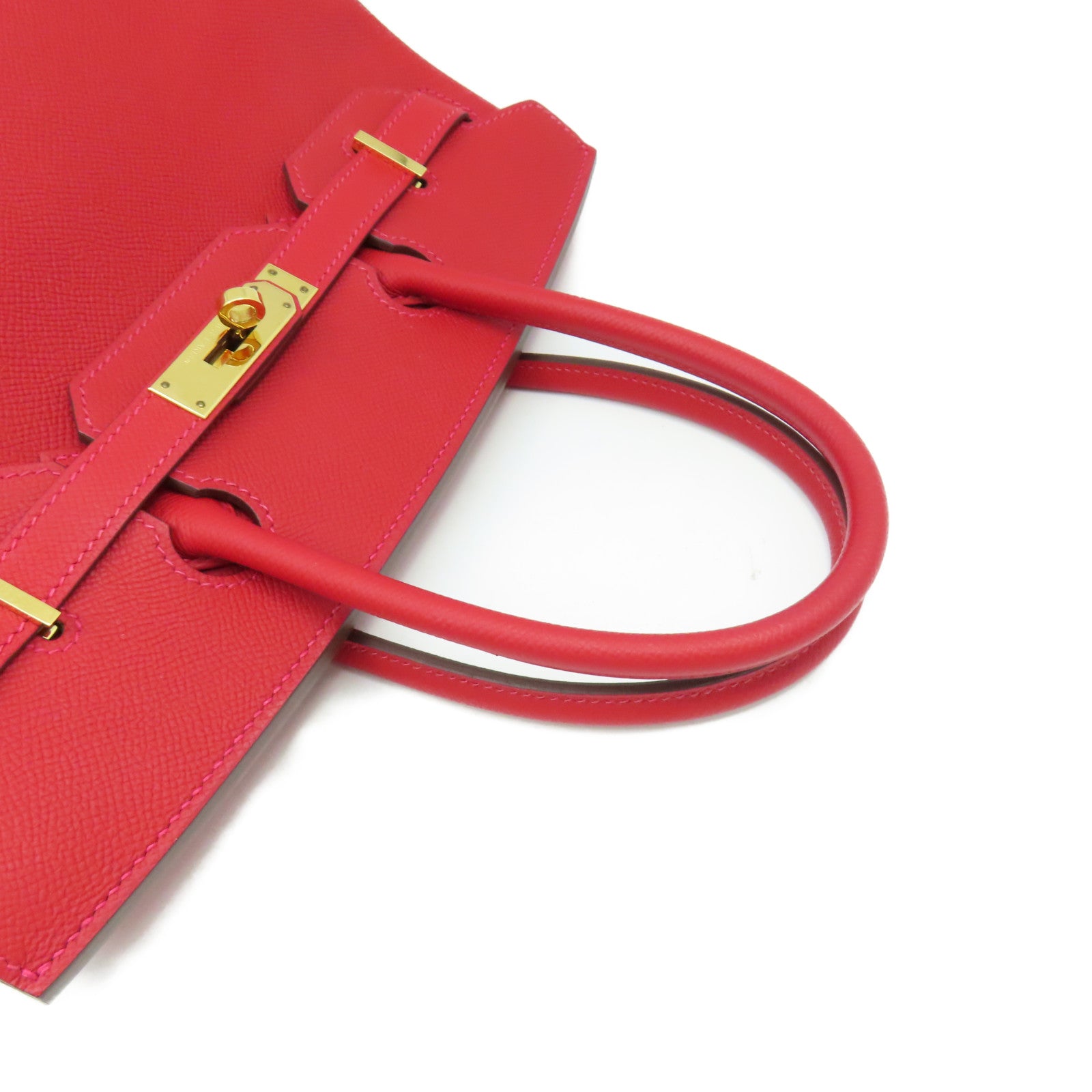 HERMES 【激減優惠】Epsom皮革Birkin 30 Hand Bag金扣手挽袋Rouge Casaque法拉利紅