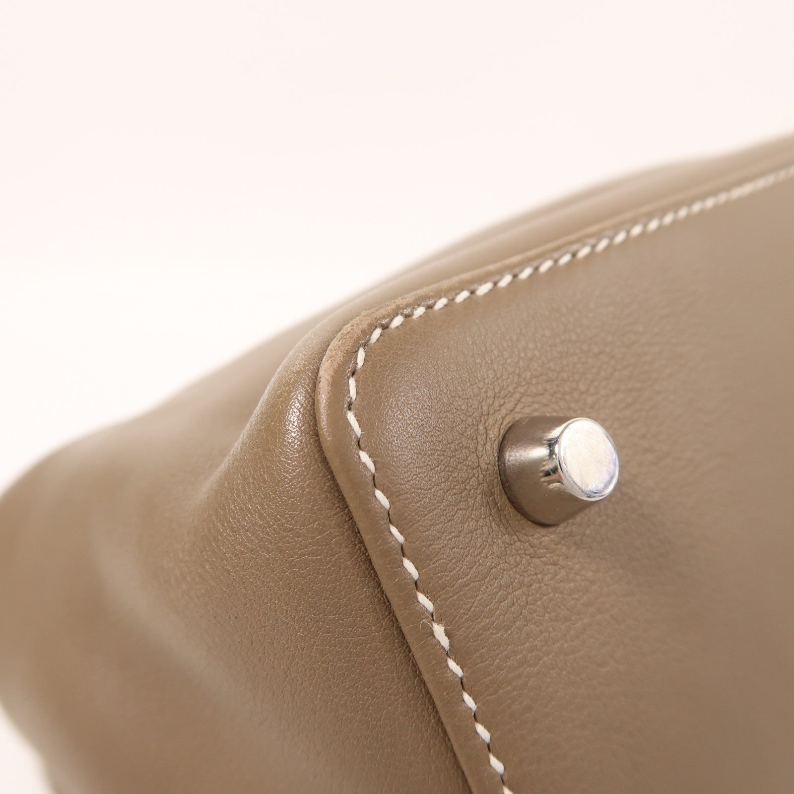 HERMES Swift皮革Tool Box 20銀扣手挽肩背兩用袋Etoupe