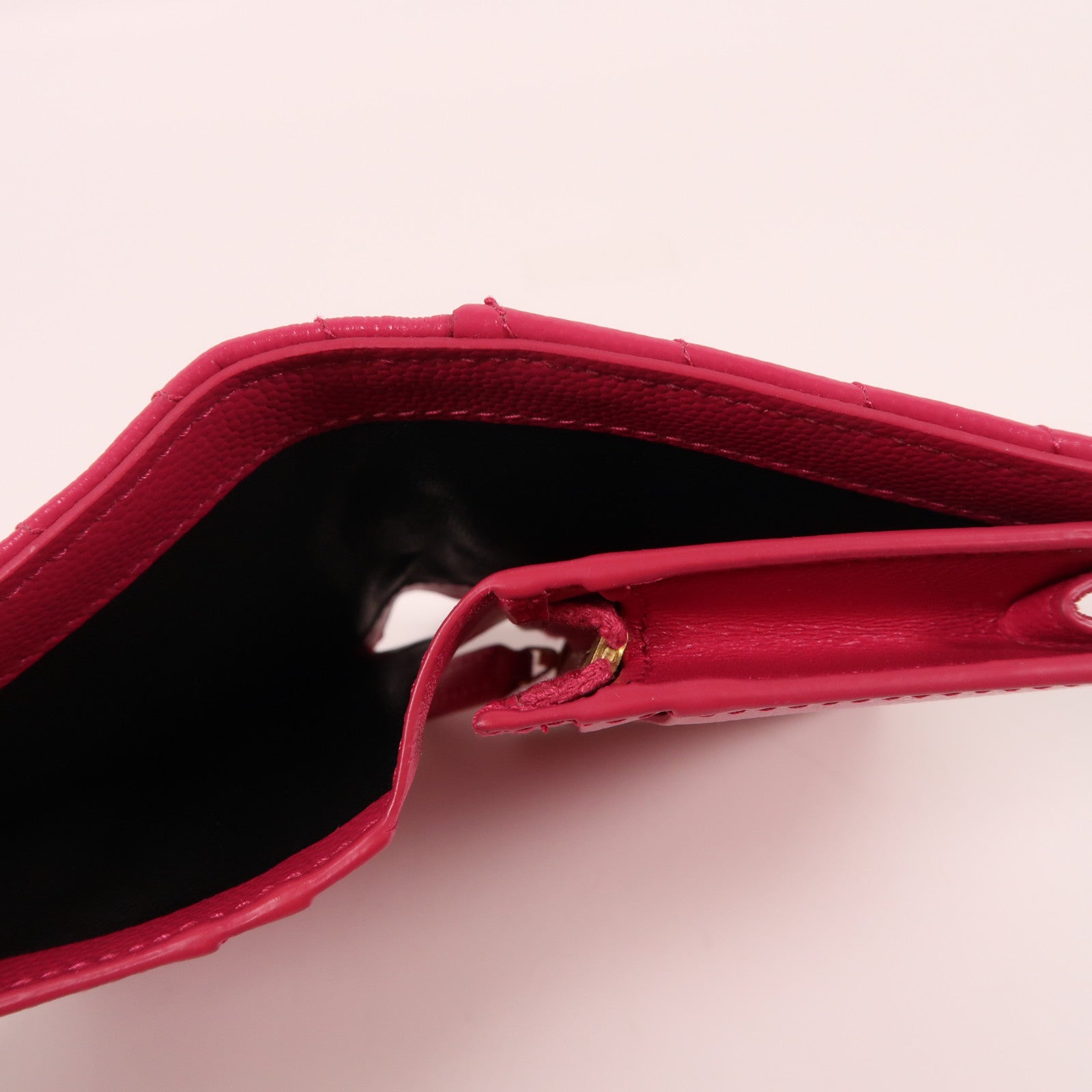 SAINT LAURENT 牛皮皮革Wallet金扣錢包粉紅色