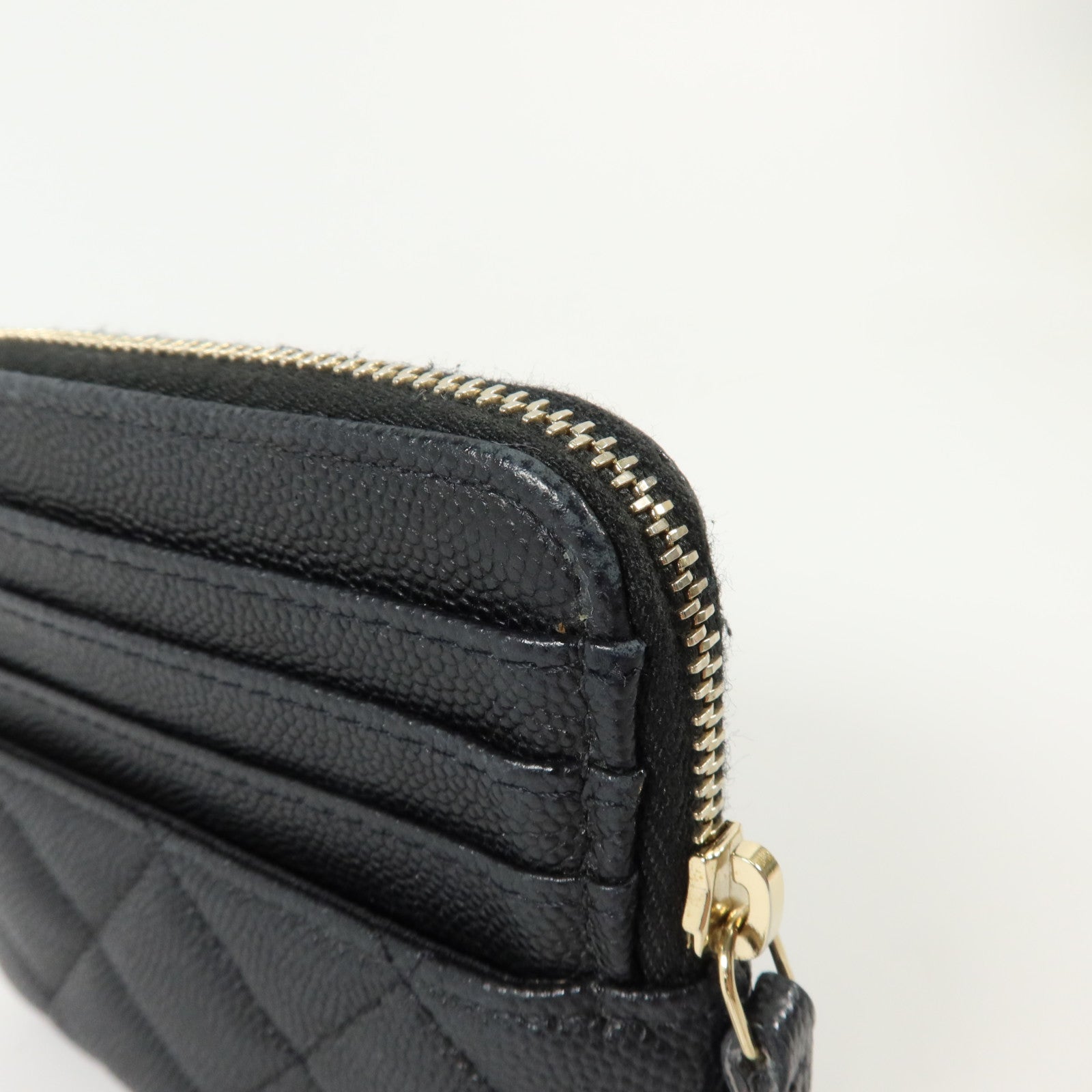 CHANEL 牛皮皮革Zipped Coin Purse金扣零錢包