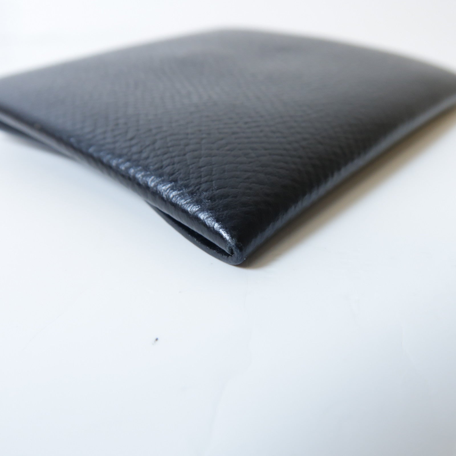 HERMES 皮革Bastia銀扣零錢包黑色