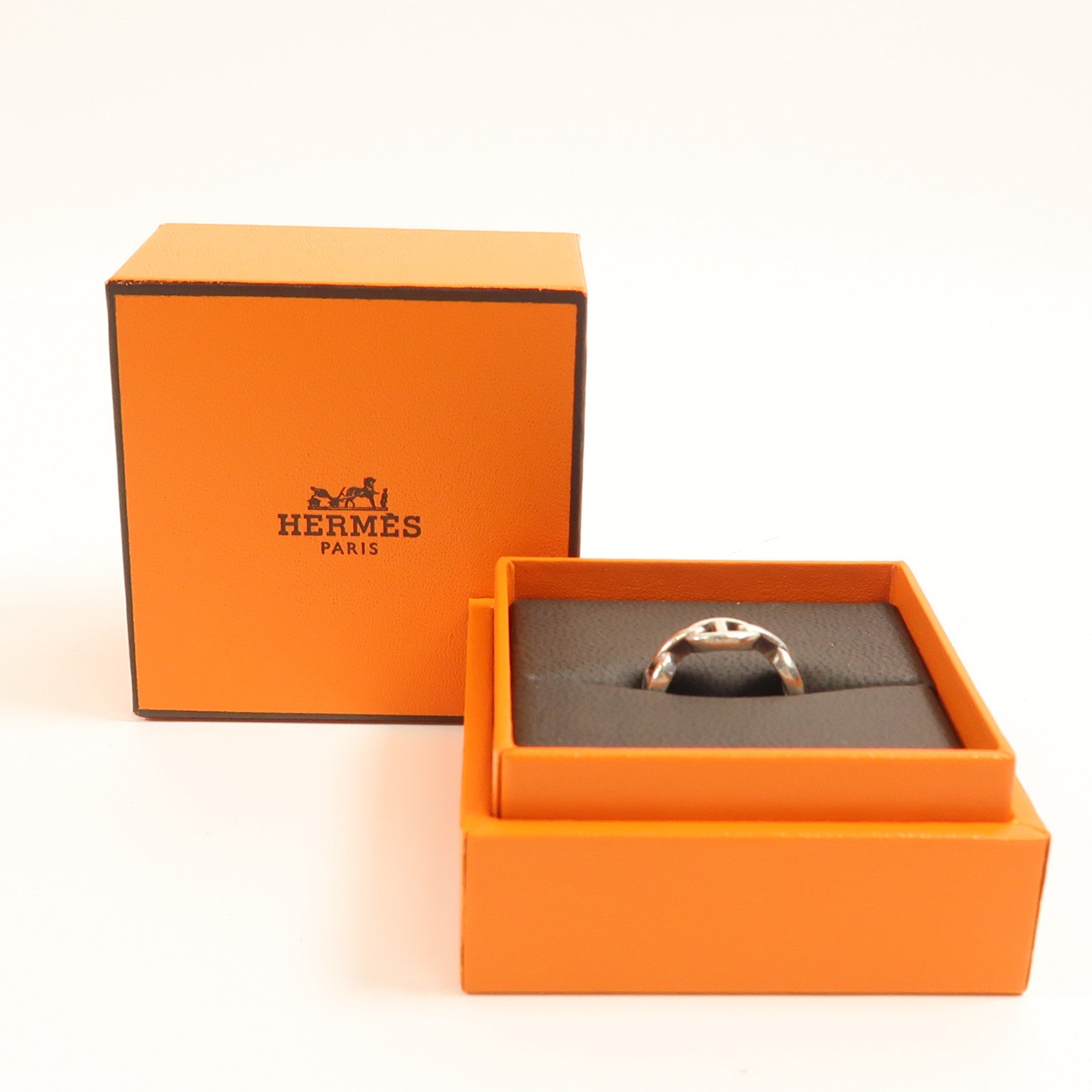 HERMES 925純銀Chaine d'ancre Enchainee Ring戒指US#5.25