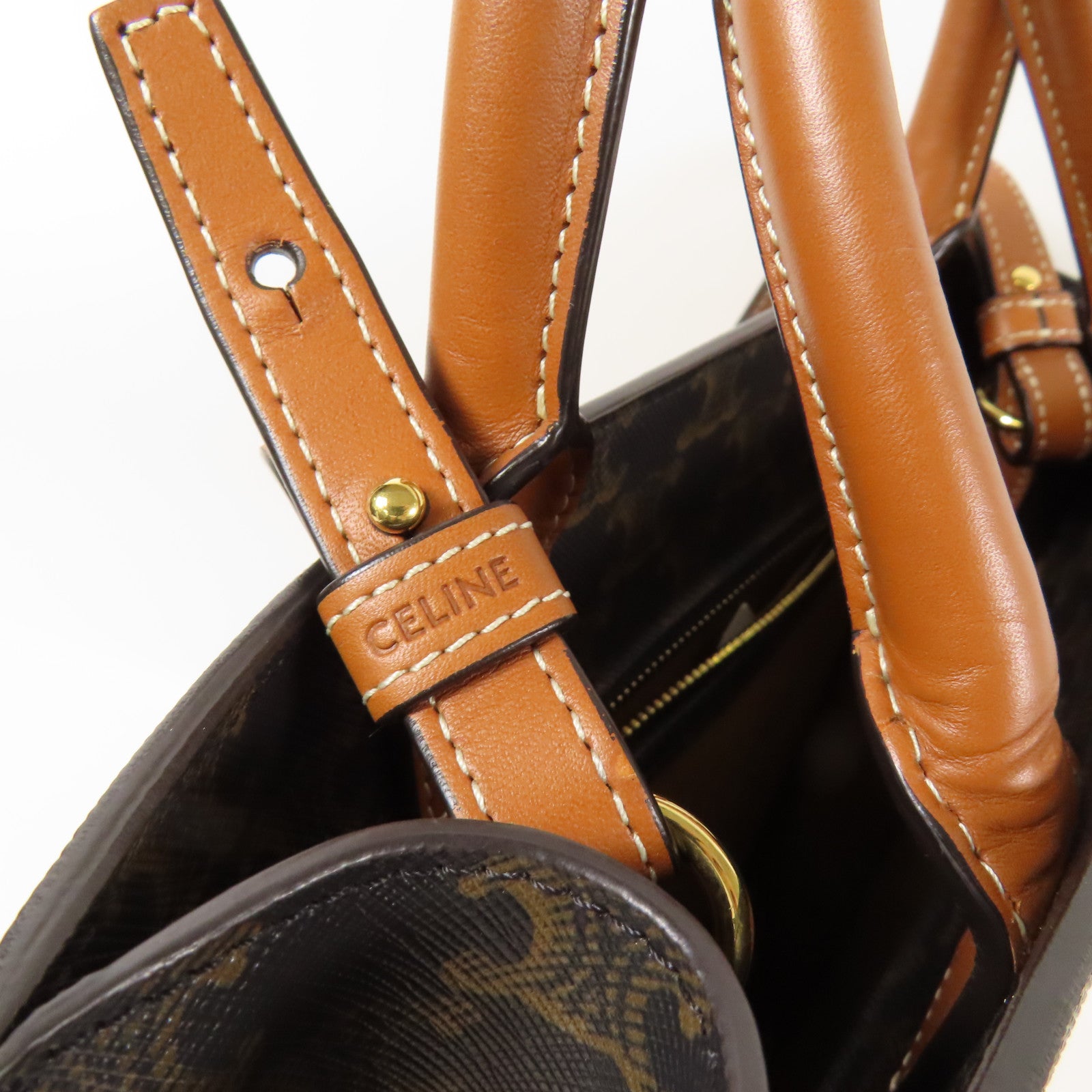 CELINE 塗層帆布Small Cabas Vertical 金扣手挽肩背兩用袋