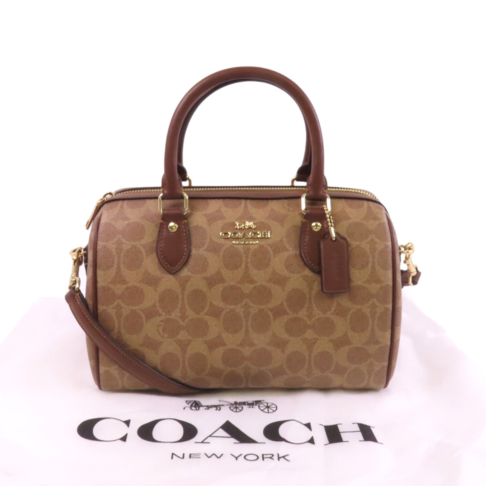 COACH 塗層帆布2Way Shoulder Bag金扣手挽肩背兩用袋