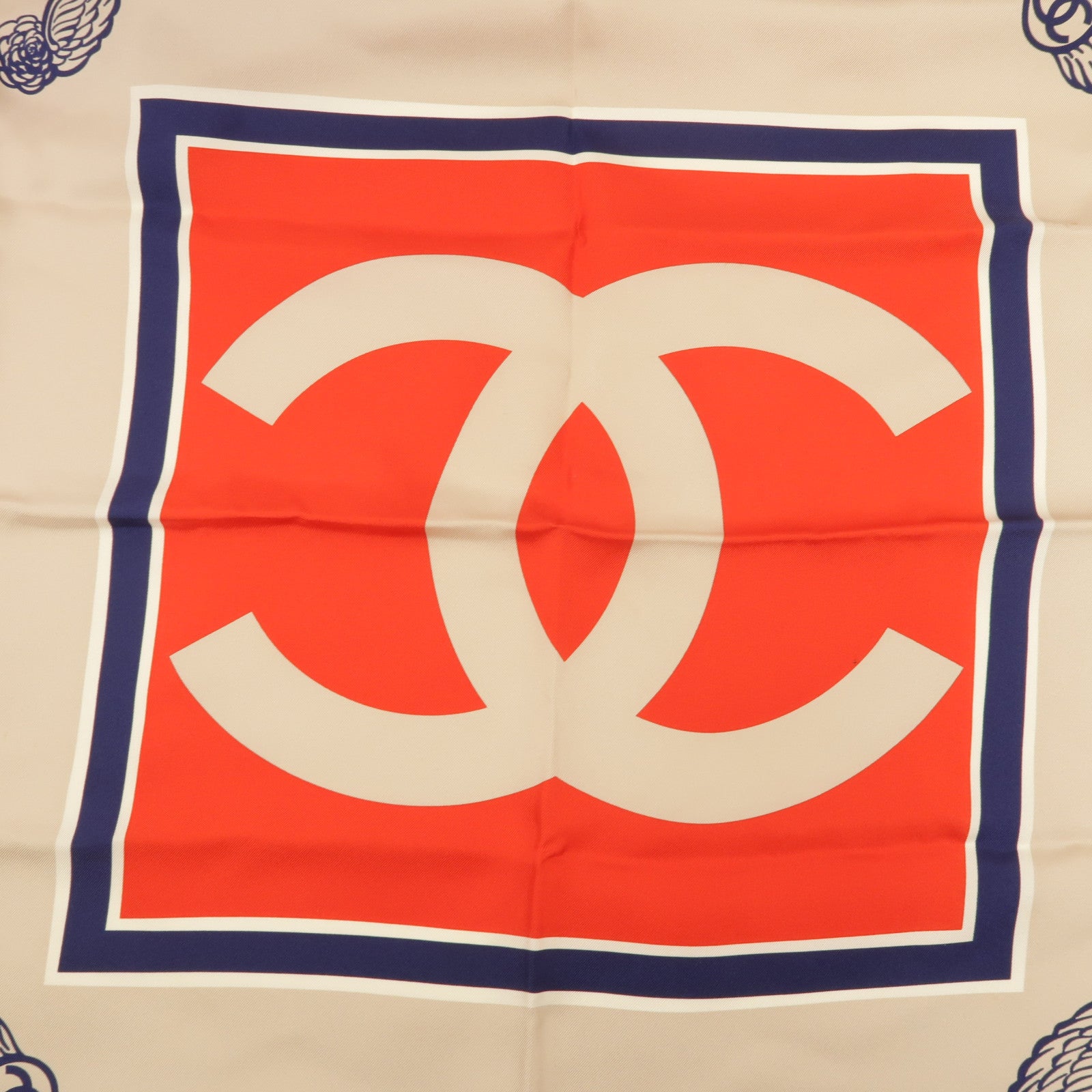 CHANEL CC Scarf Red Navy