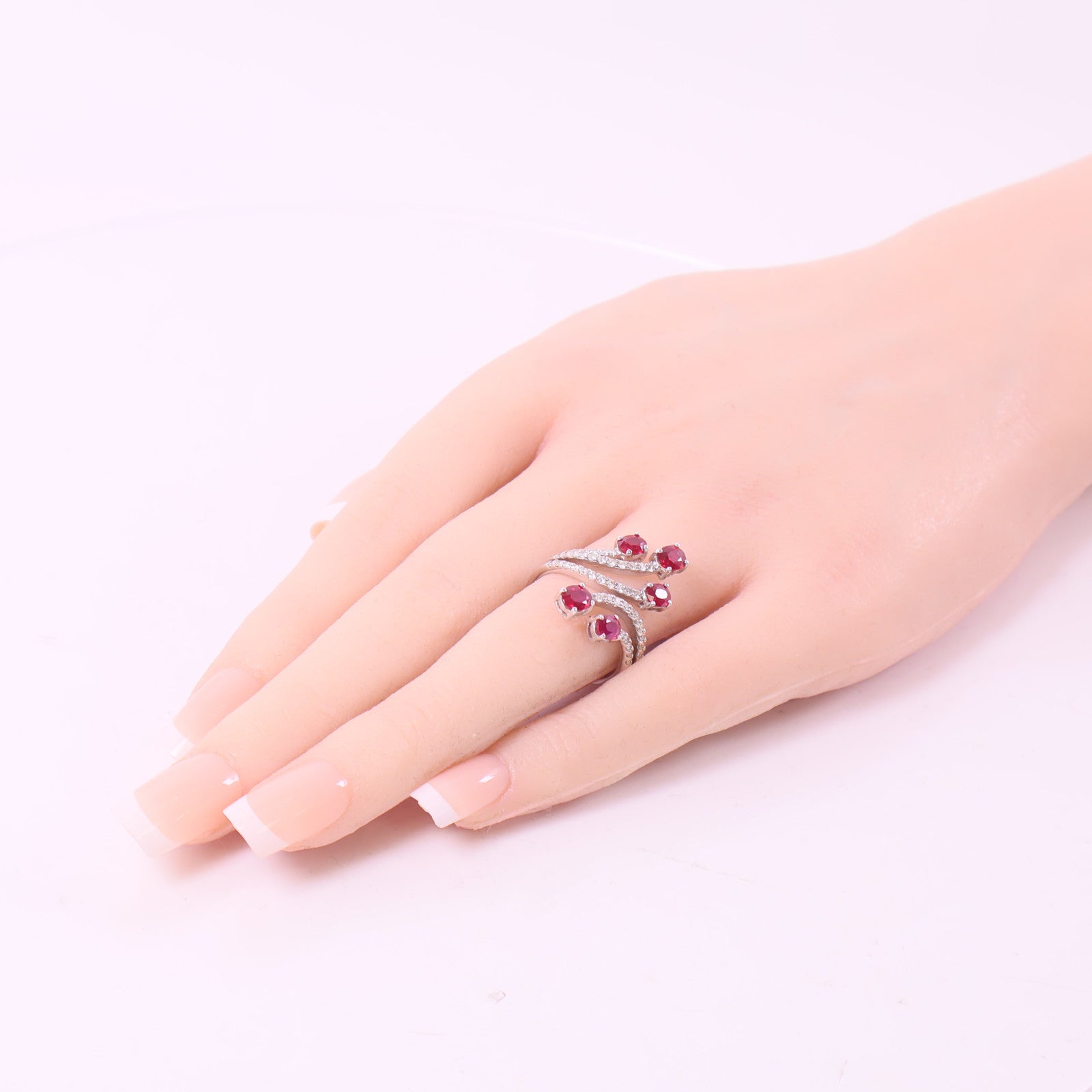 JEWELRY 18K白金Ruby Ring紅寶石/鑽石戒指US#7.5