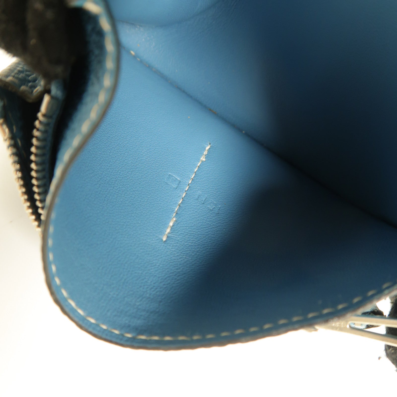 HERMES Togo皮革Dogon Compact錢包Bleu Jeans