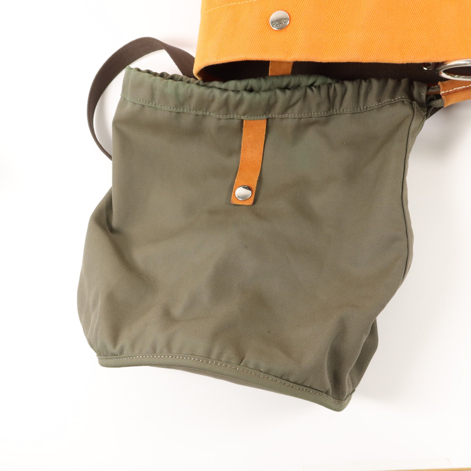 HERMES Toile Sac De Pansage Grooming Bucket Bag肩背袋Orange