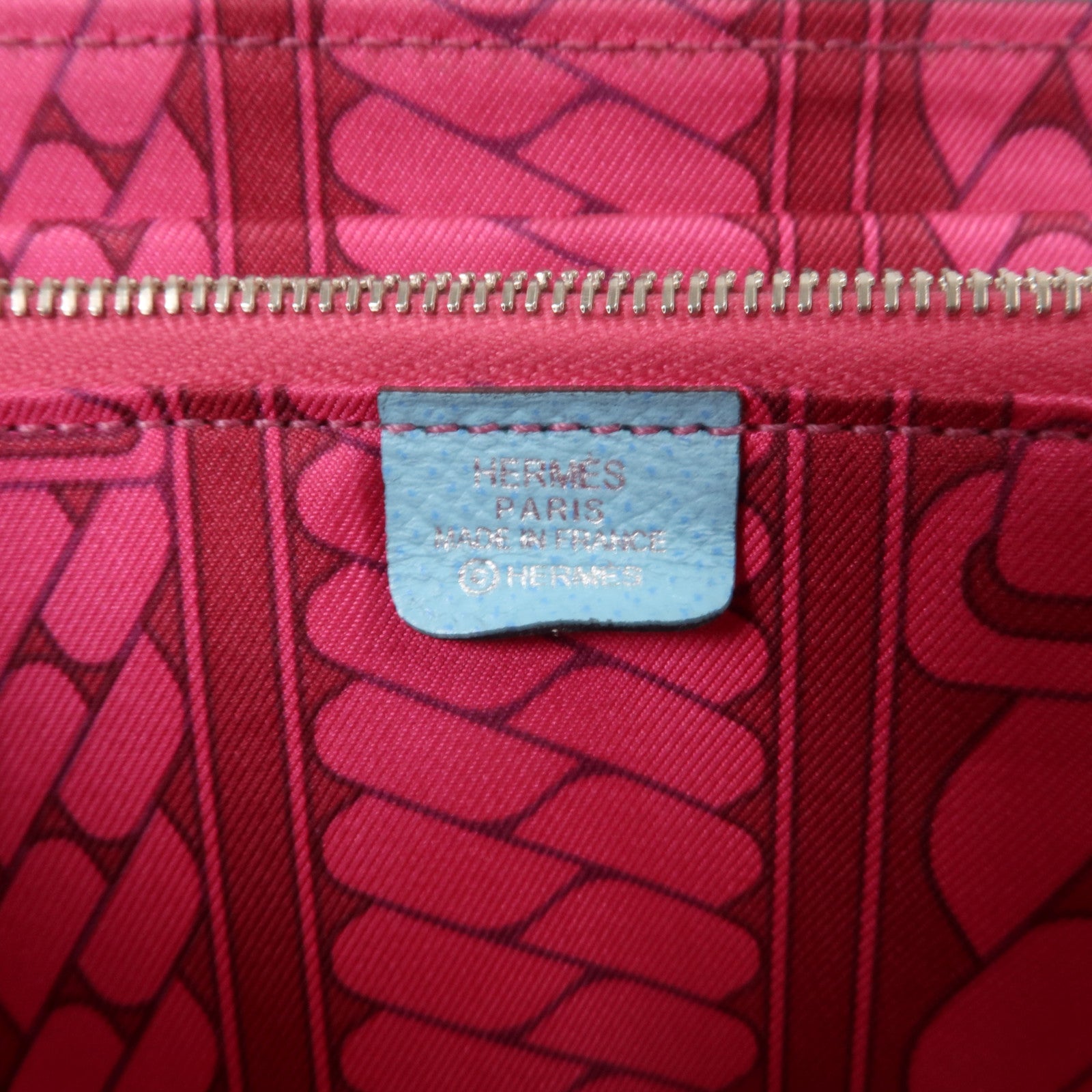 HERMES Epsom皮革Silk In Long Wallet銀扣長錢包Bleu Atoll