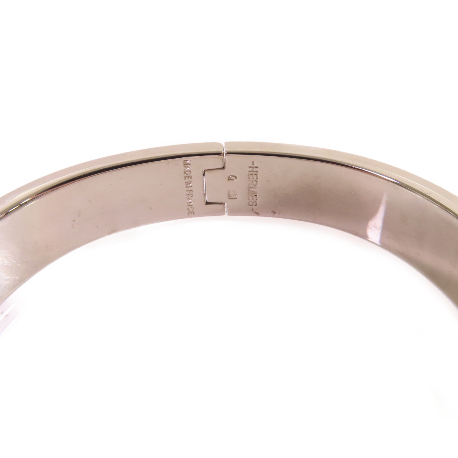 HERMES 金屬/琺瑯Clic H Bracelet銀扣手鐲藍色/銀色