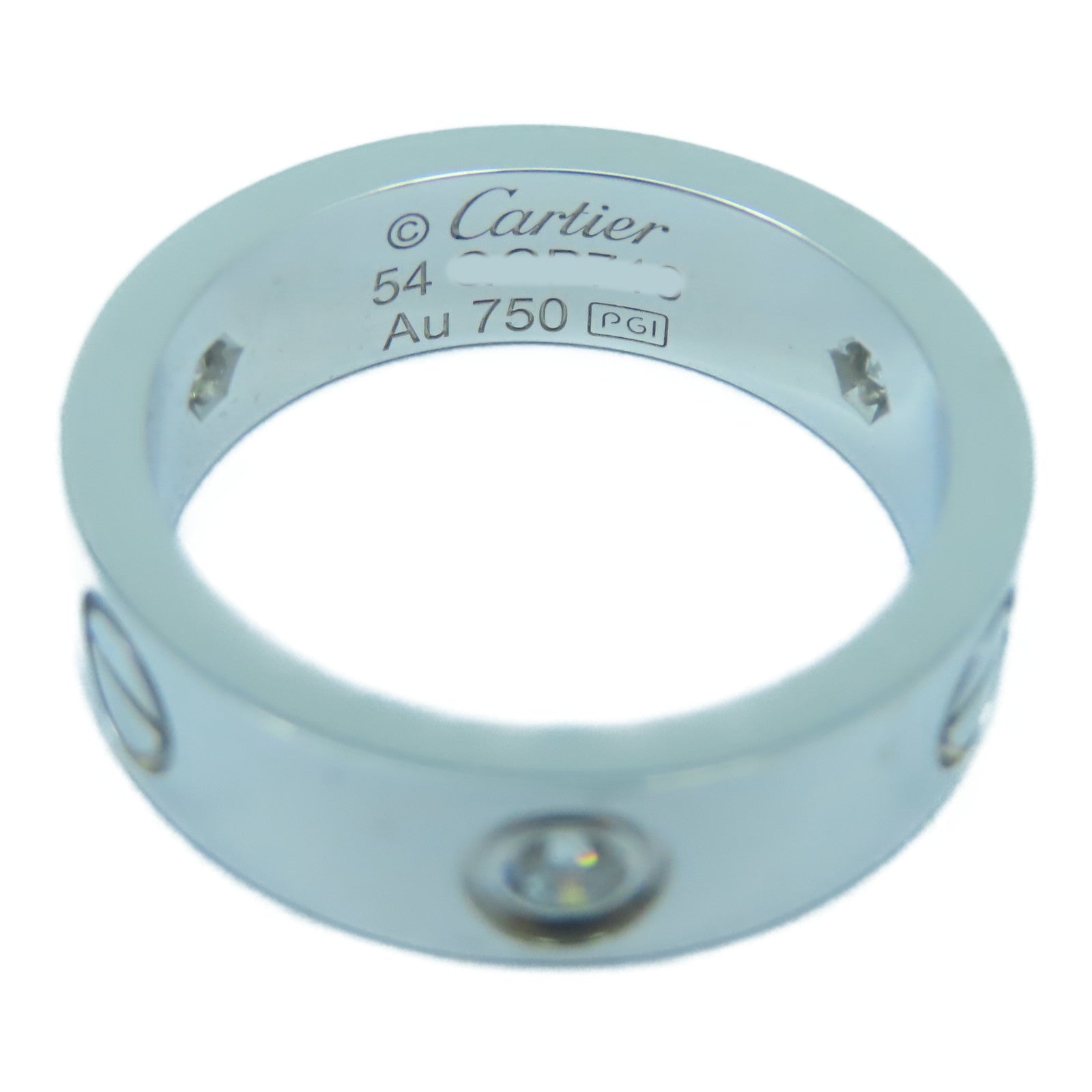 CARTIER 【激減優惠】18K白金Love Ring鑽石戒指Cartier#54/US#6.75