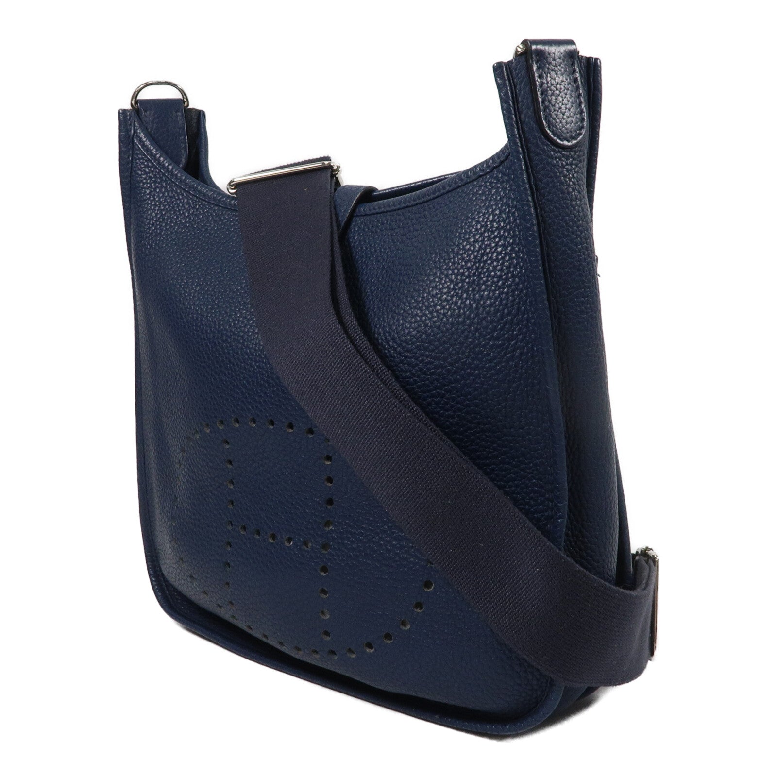 HERMES Clemence皮革Evelyne PM肩背袋Blue Indigo