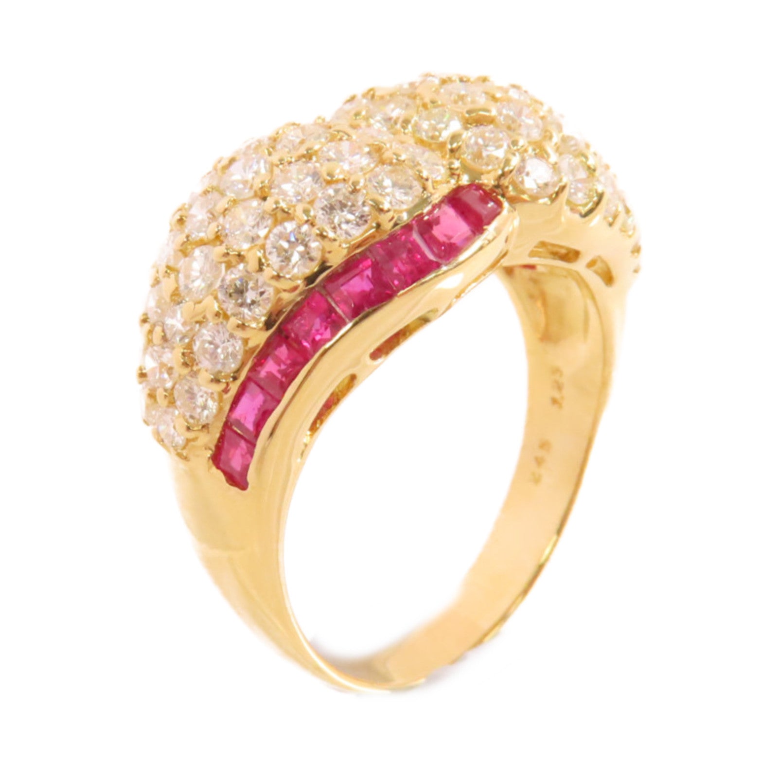 JEWELRY 18K黃金/1.25ct紅寶石/2.45ct鑚石Ruby Diamond Ring戒指US#9