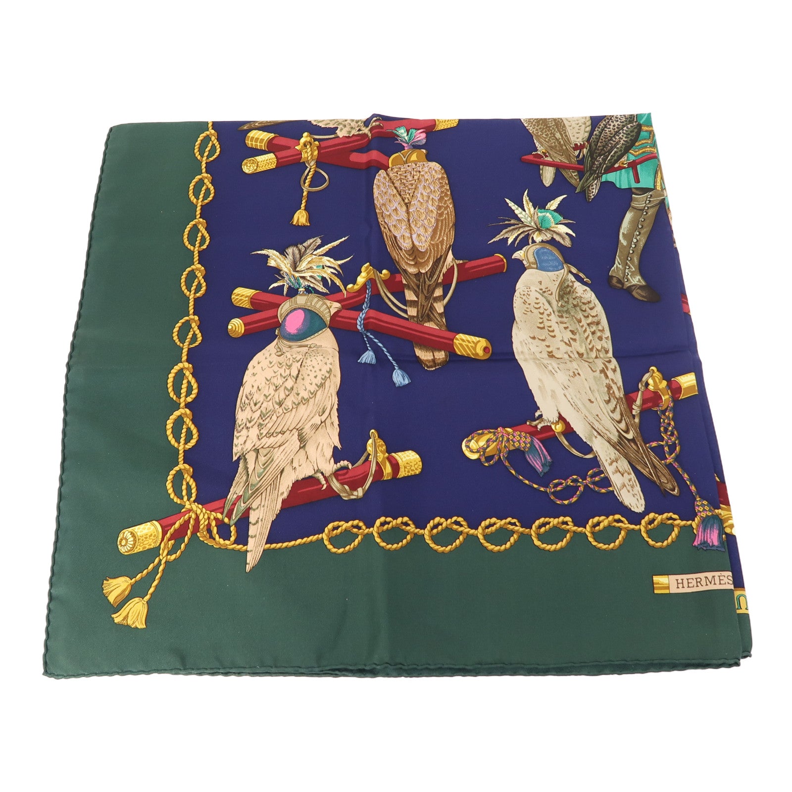 HERMES 絲質Scarf 90x90絲巾綠色/藍色