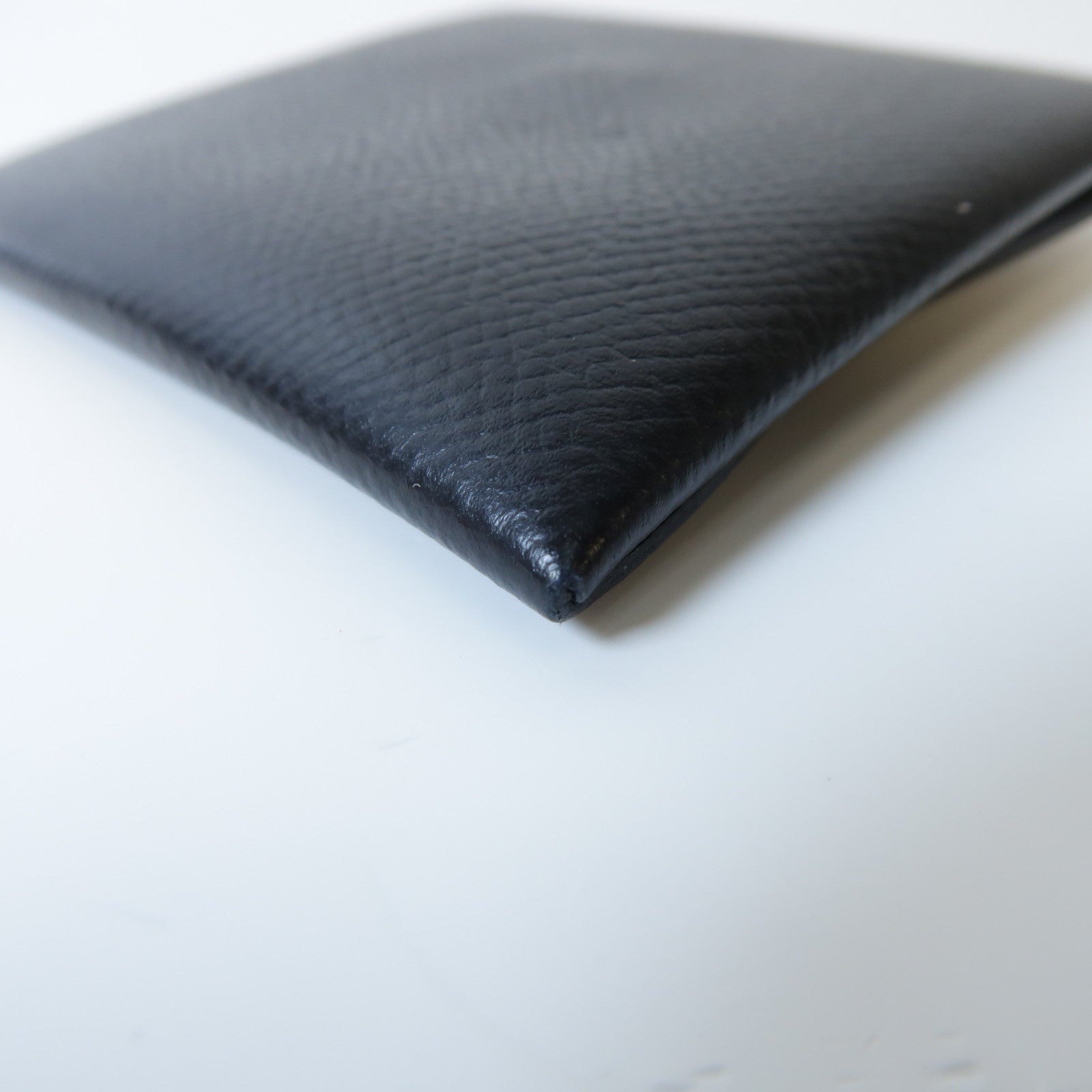 HERMES 皮革Bastia銀扣零錢包黑色