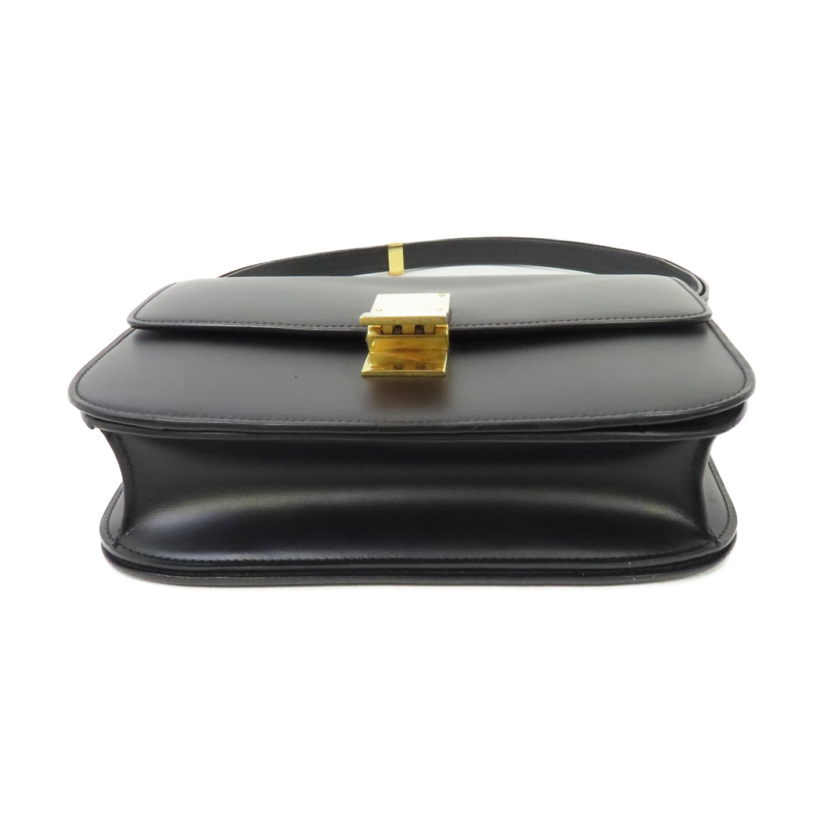 CELINE 牛皮皮革Shoulder Bag金扣肩背袋黑色