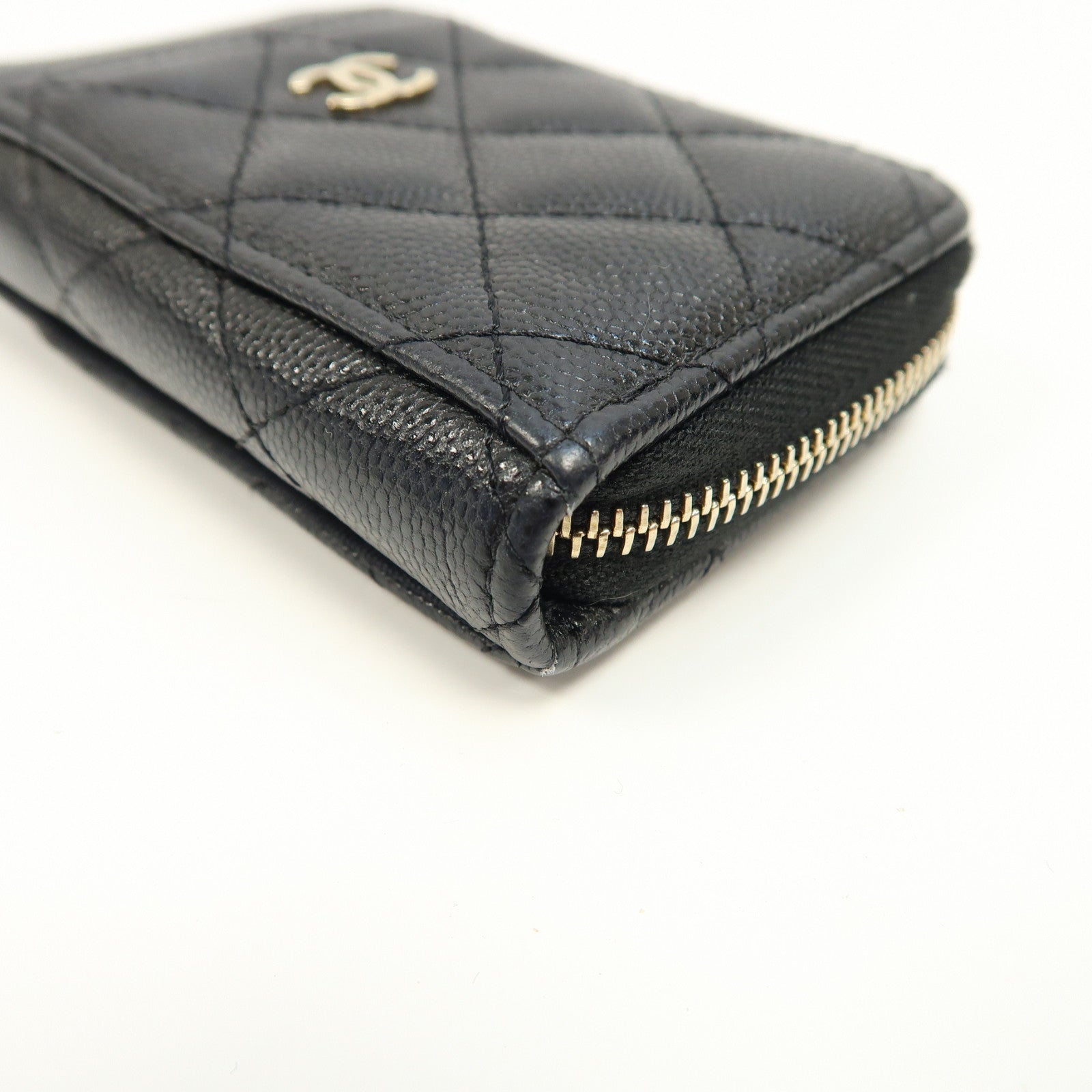 CHANEL 菱格牛皮皮革Card Holder金扣卡片套黑色