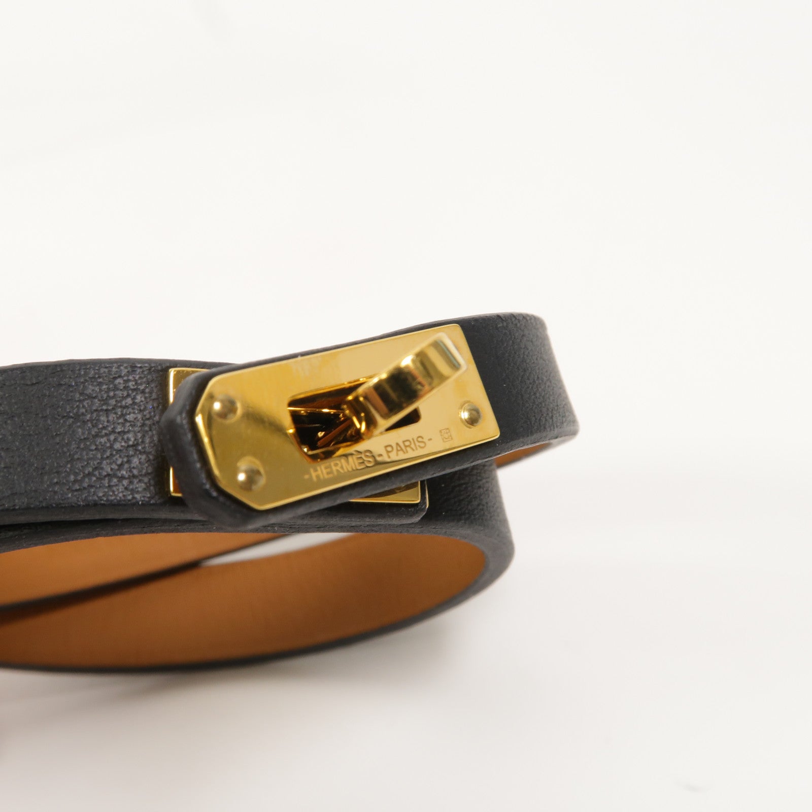 HERMES Swift皮革Mini Kelly Double Tour Bracelet手環Noir