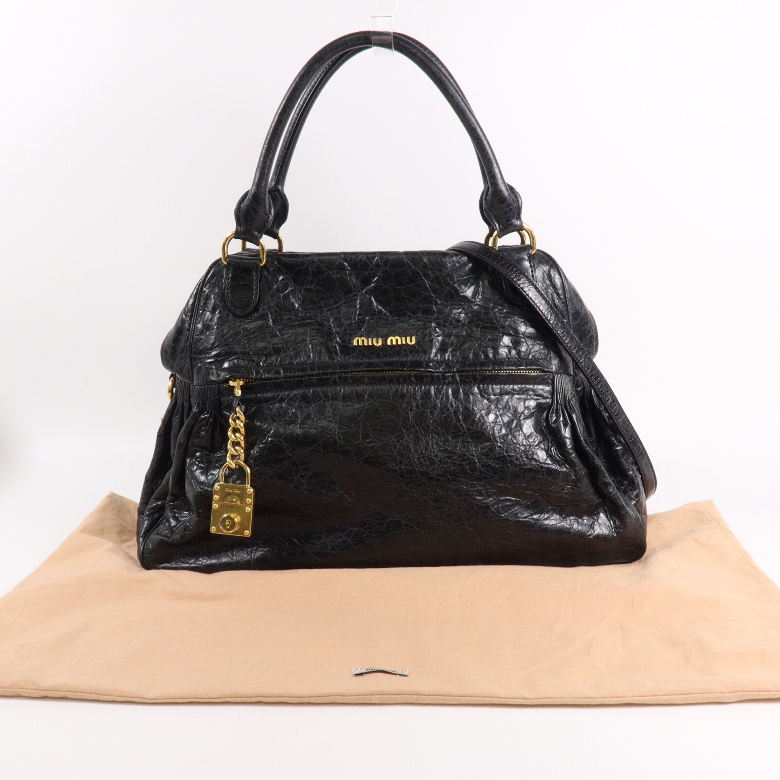 Miu Miu 牛皮皮革Vitello Lux Charm手挽肩背兩用袋