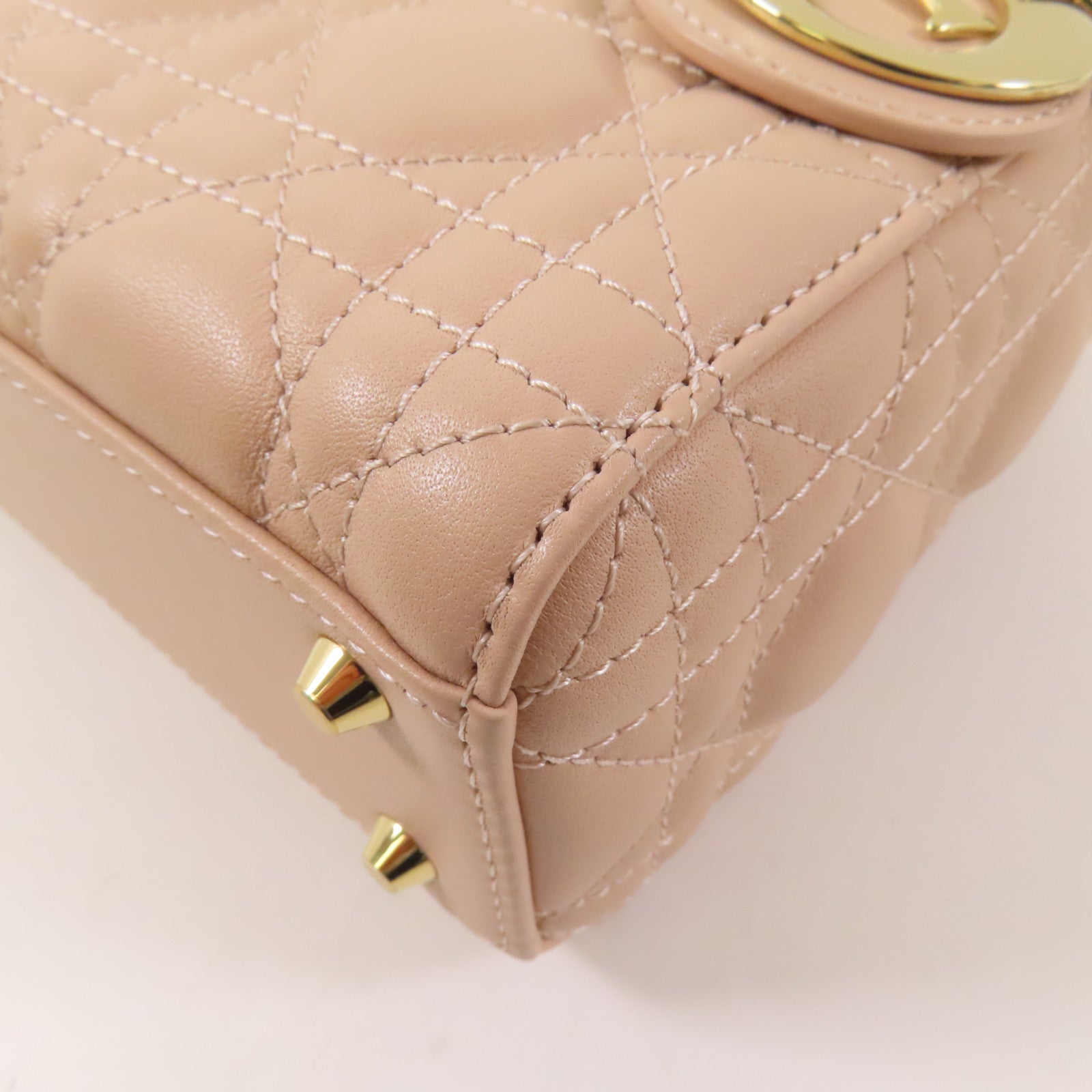 Dior 羊皮皮革Lady Dior Mini金扣手挽肩背兩用袋
