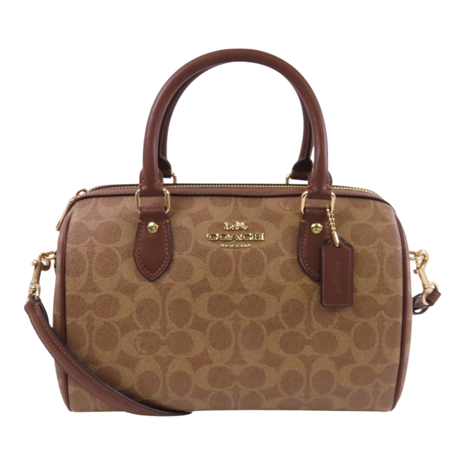 COACH 塗層帆布2Way Shoulder Bag金扣手挽肩背兩用袋