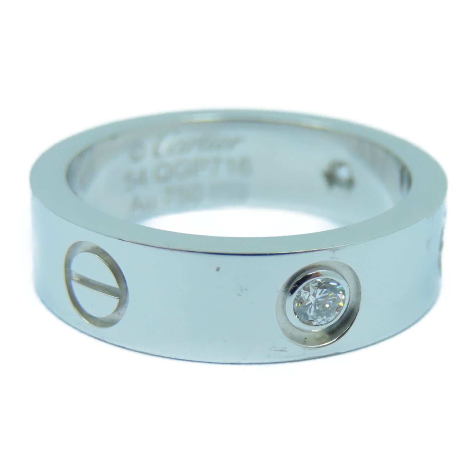 CARTIER 【激減優惠】18K白金Love Ring鑽石戒指Cartier#54/US#6.75