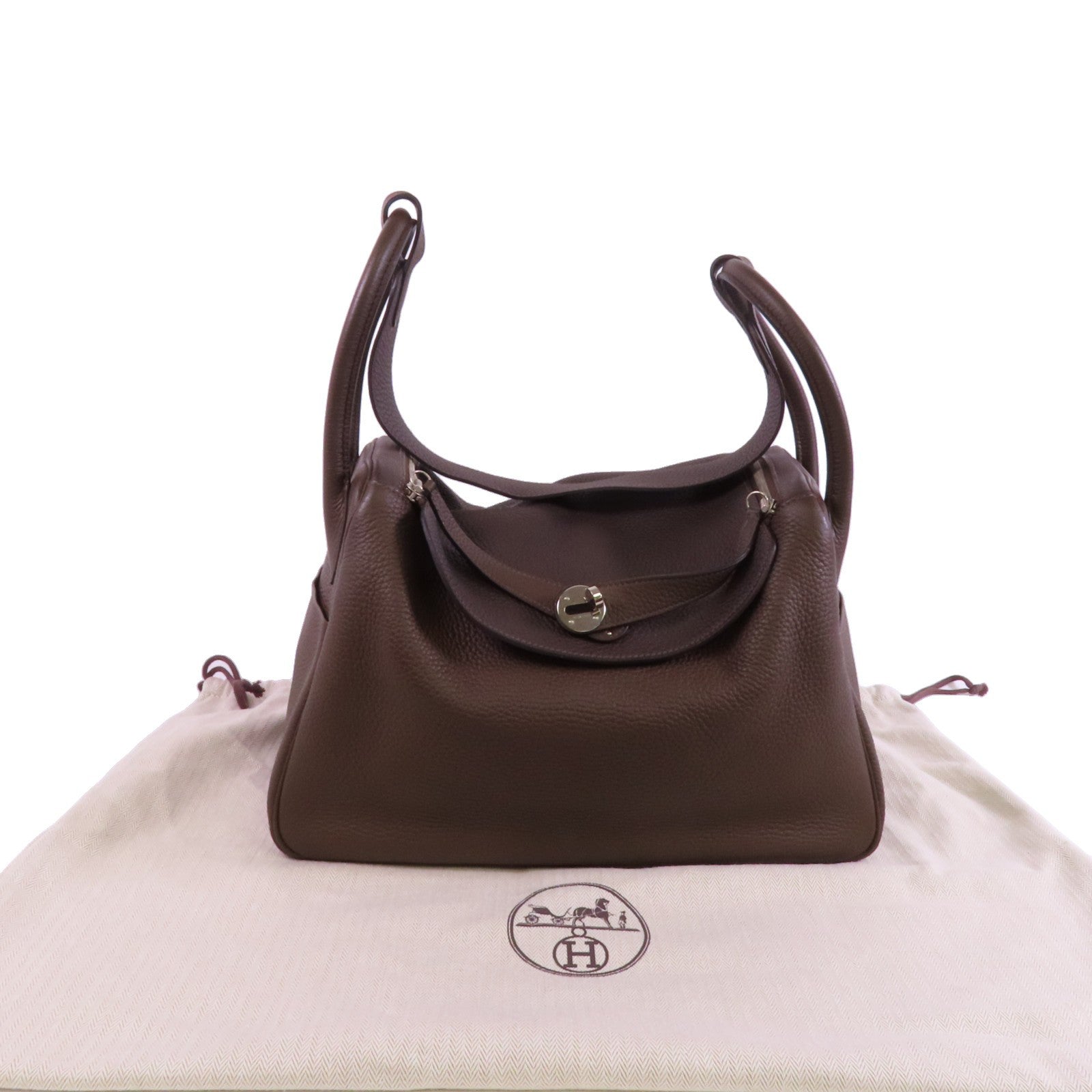 HERMES Clemence皮革Lindy 34銀扣肩背袋