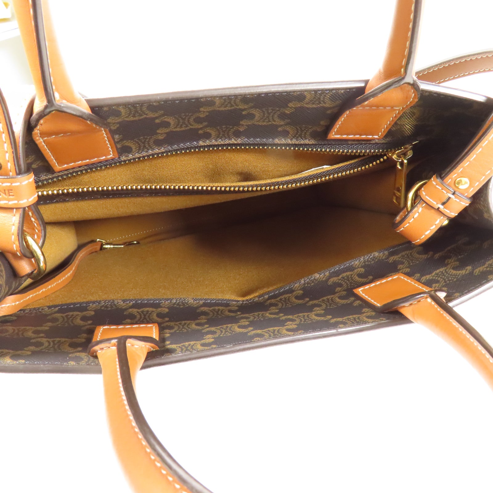 CELINE 塗層帆布Small Cabas Vertical 金扣手挽肩背兩用袋