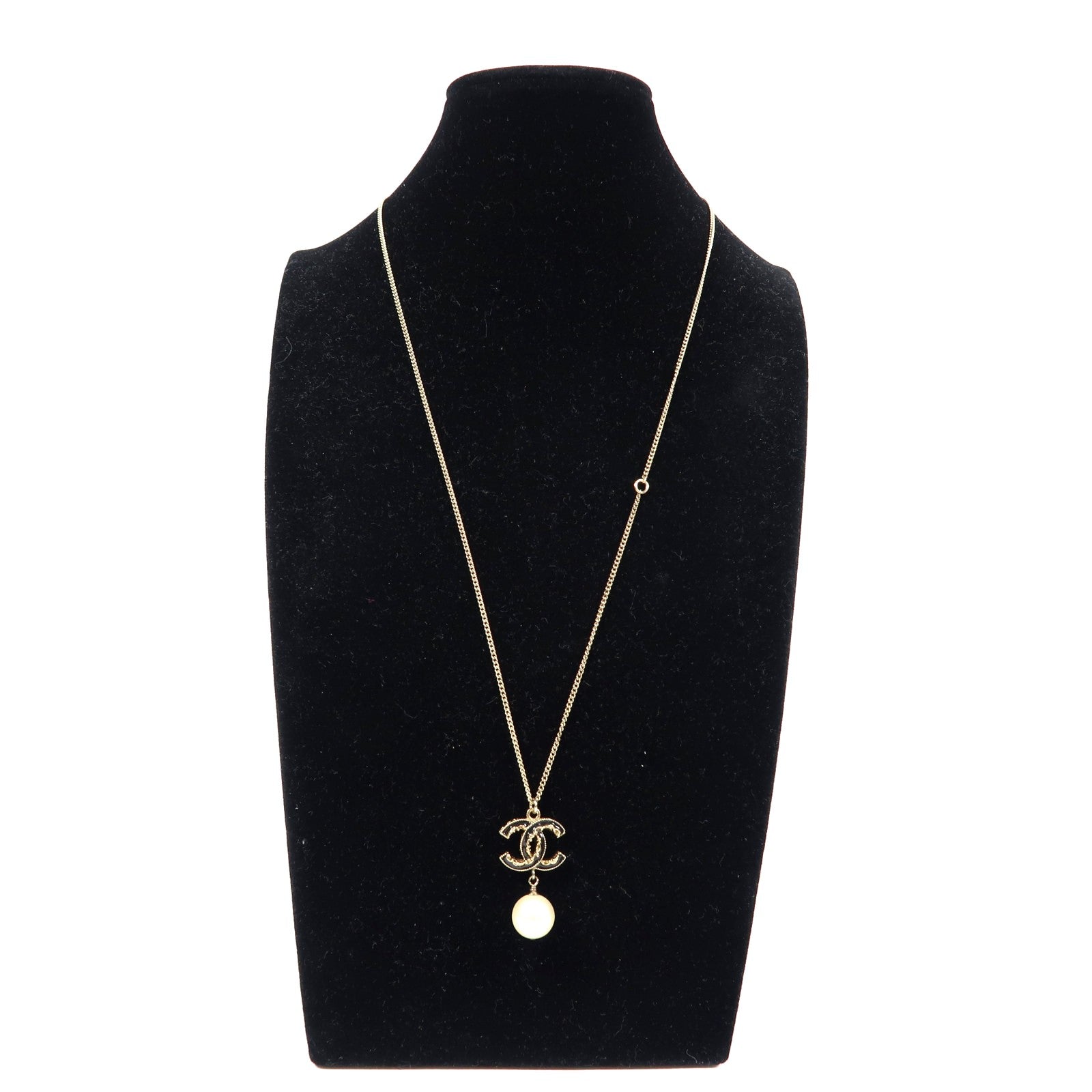 CHANEL 金屬Coco Mark Necklace項鍊黑色/金色