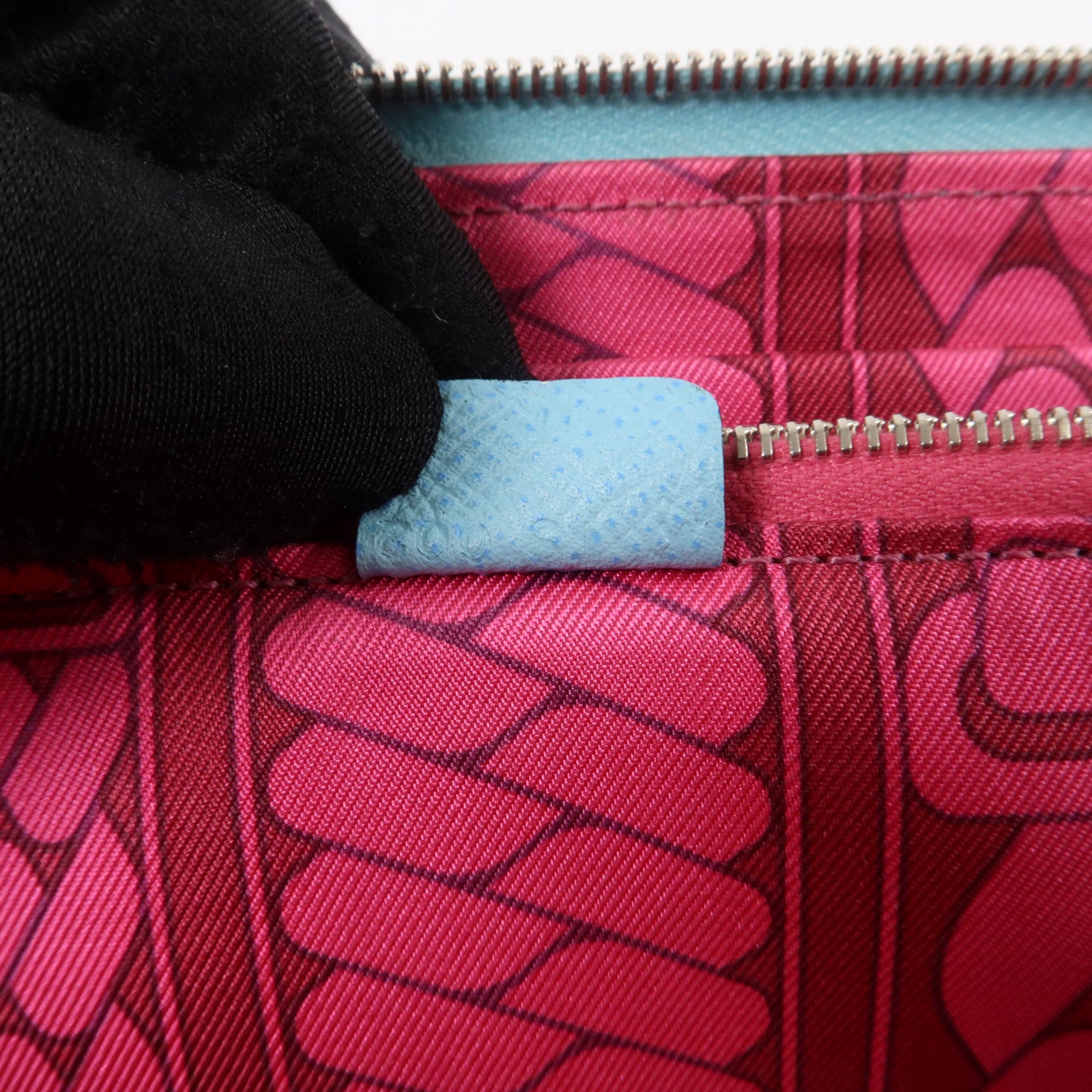 HERMES Epsom皮革Silk In Long Wallet銀扣長錢包Bleu Atoll
