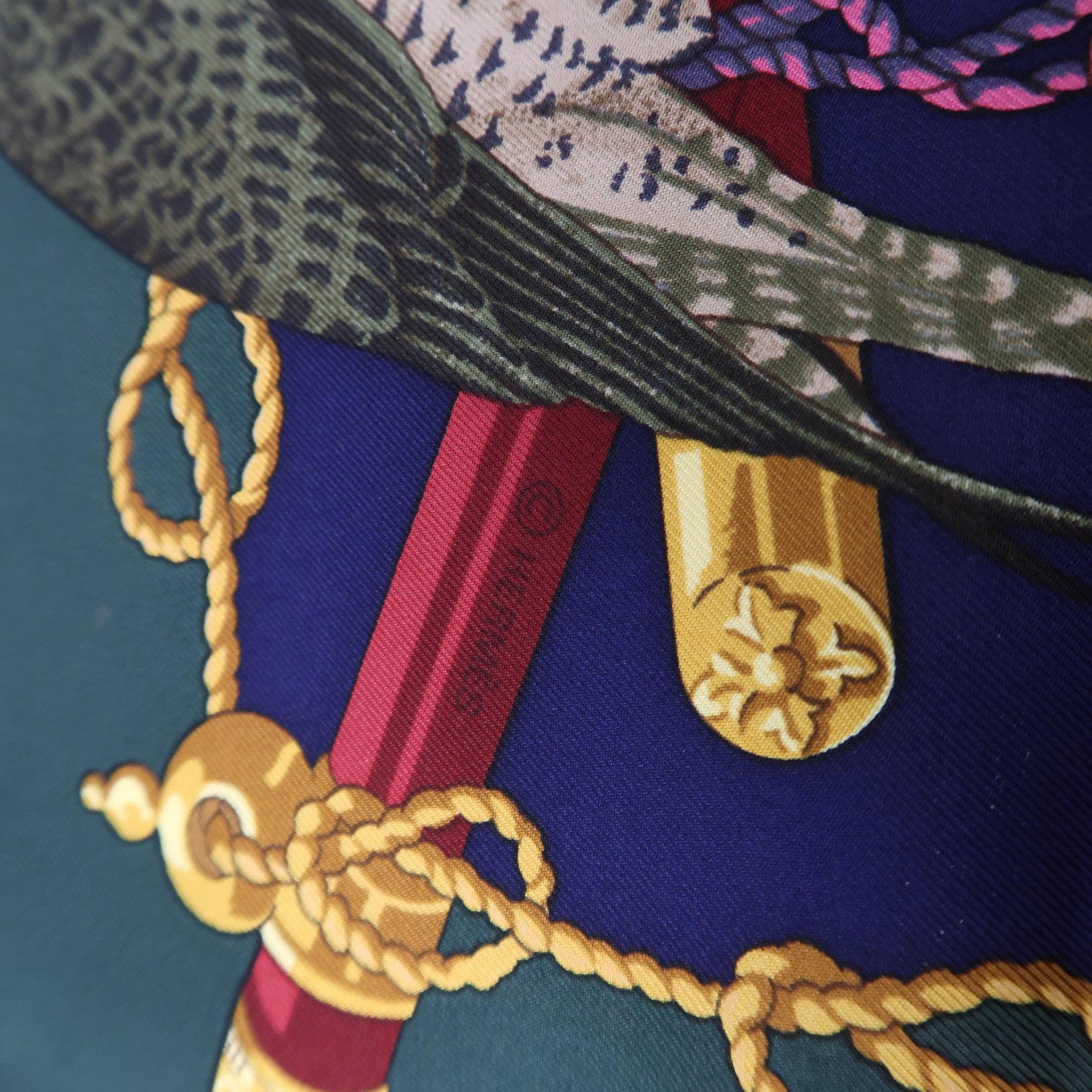 HERMES 絲質Scarf 90x90絲巾綠色/藍色