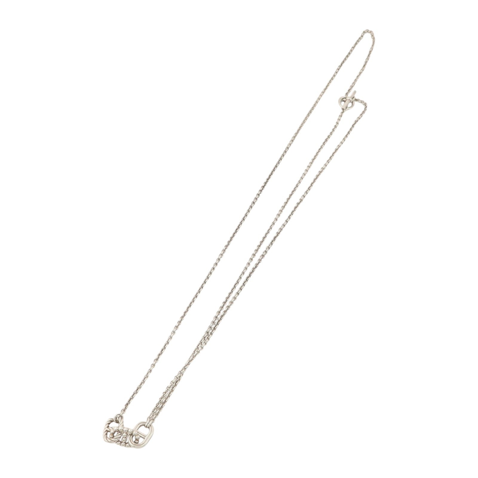 HERMES 925純銀Parade Long Necklace銀扣項鏈