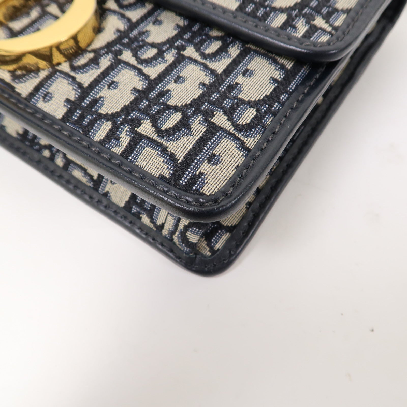 Dior 帆布/牛皮皮革30 Montaigne金扣肩背袋藍色