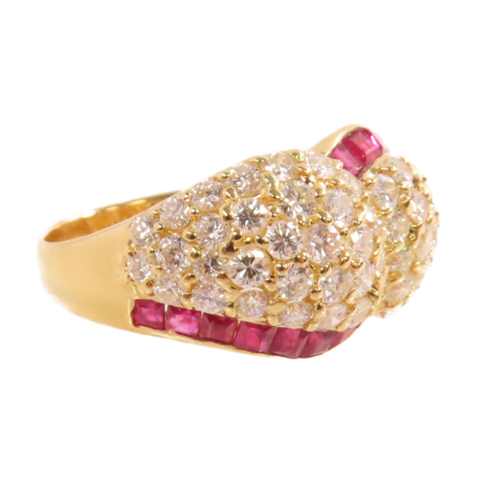 JEWELRY 18K黃金/1.25ct紅寶石/2.45ct鑚石Ruby Diamond Ring戒指US#9