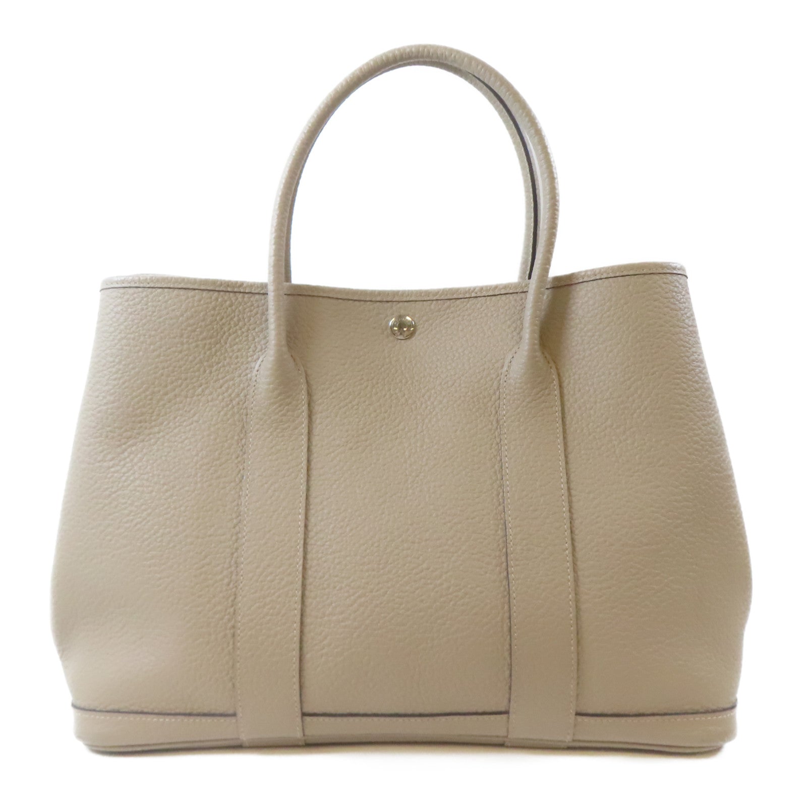 HERMES Country皮革Garden Party PM銀扣手挽袋Gris Tourterelle/淺灰色