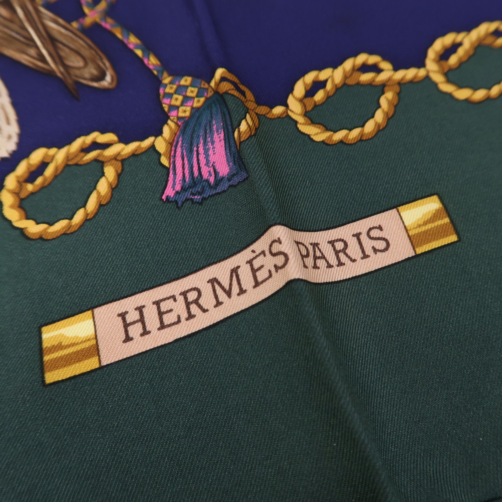 HERMES 絲質Scarf 90x90絲巾綠色/藍色