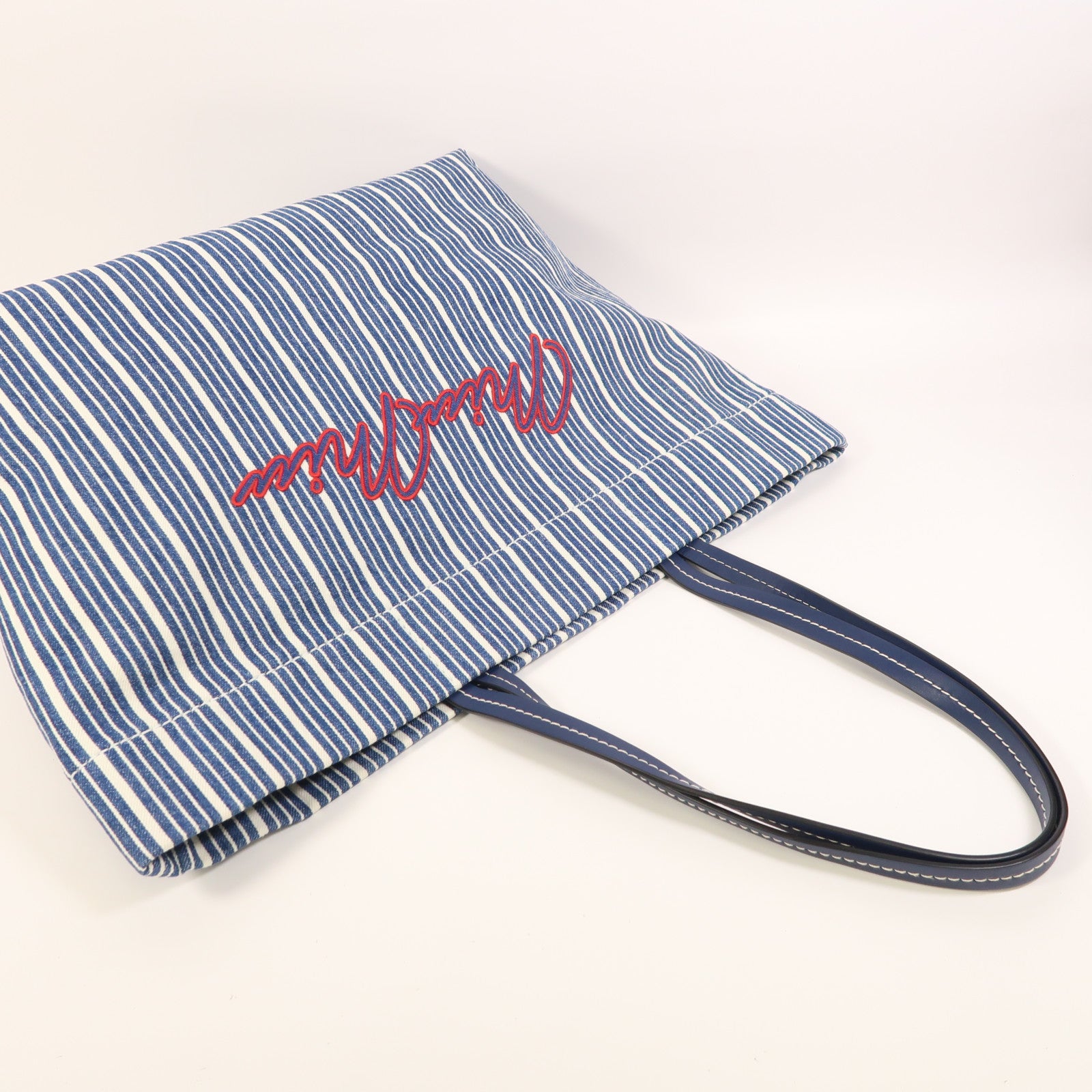 Miu Miu 牛仔布Tote Bag銀扣肩背袋